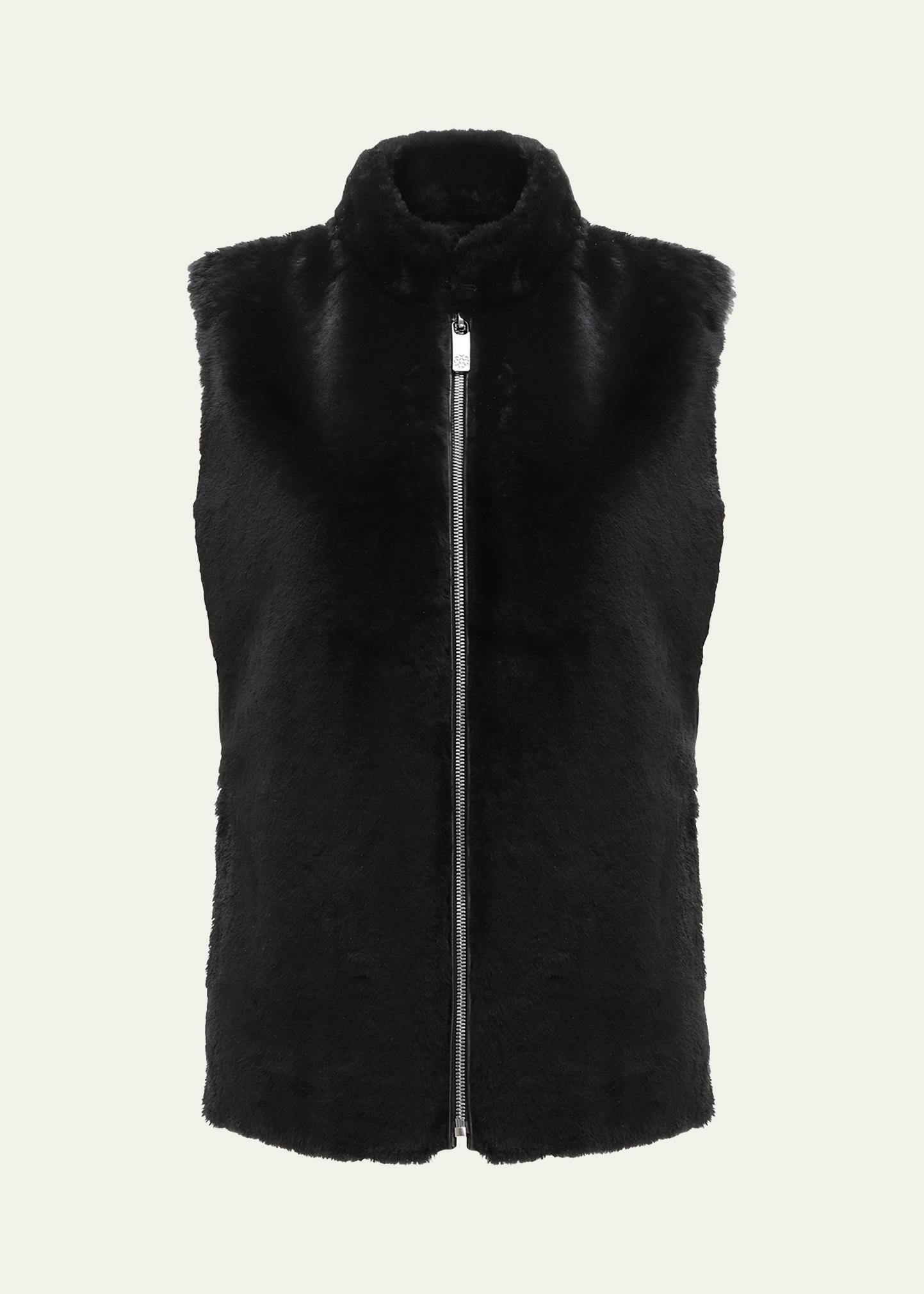 Gorski Select Lamb Shearling Zip Vest with Loro Piana Wool Back