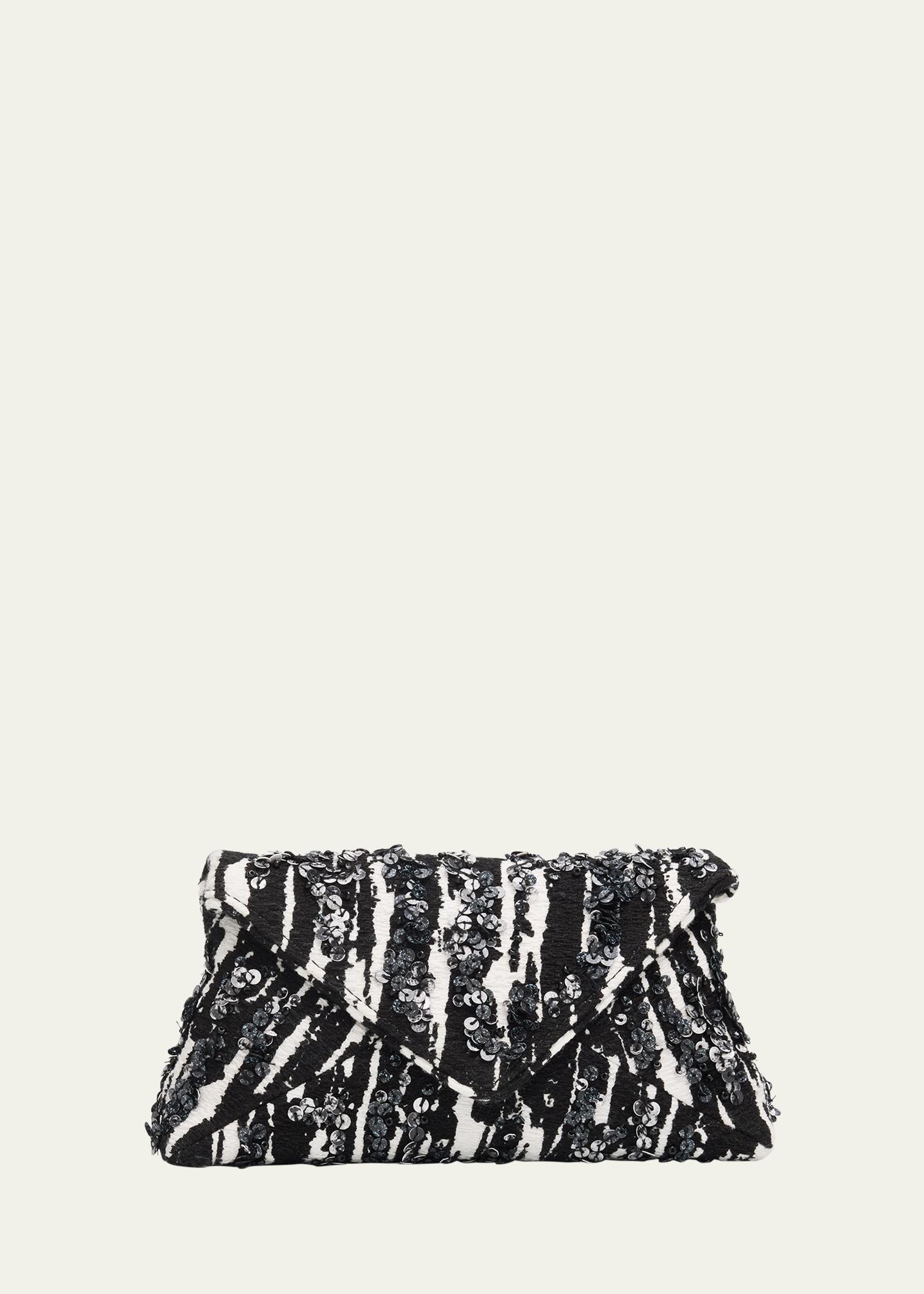Dries Van Noten Small Sequin Zebra Jacquard Clutch Bag - Bergdorf