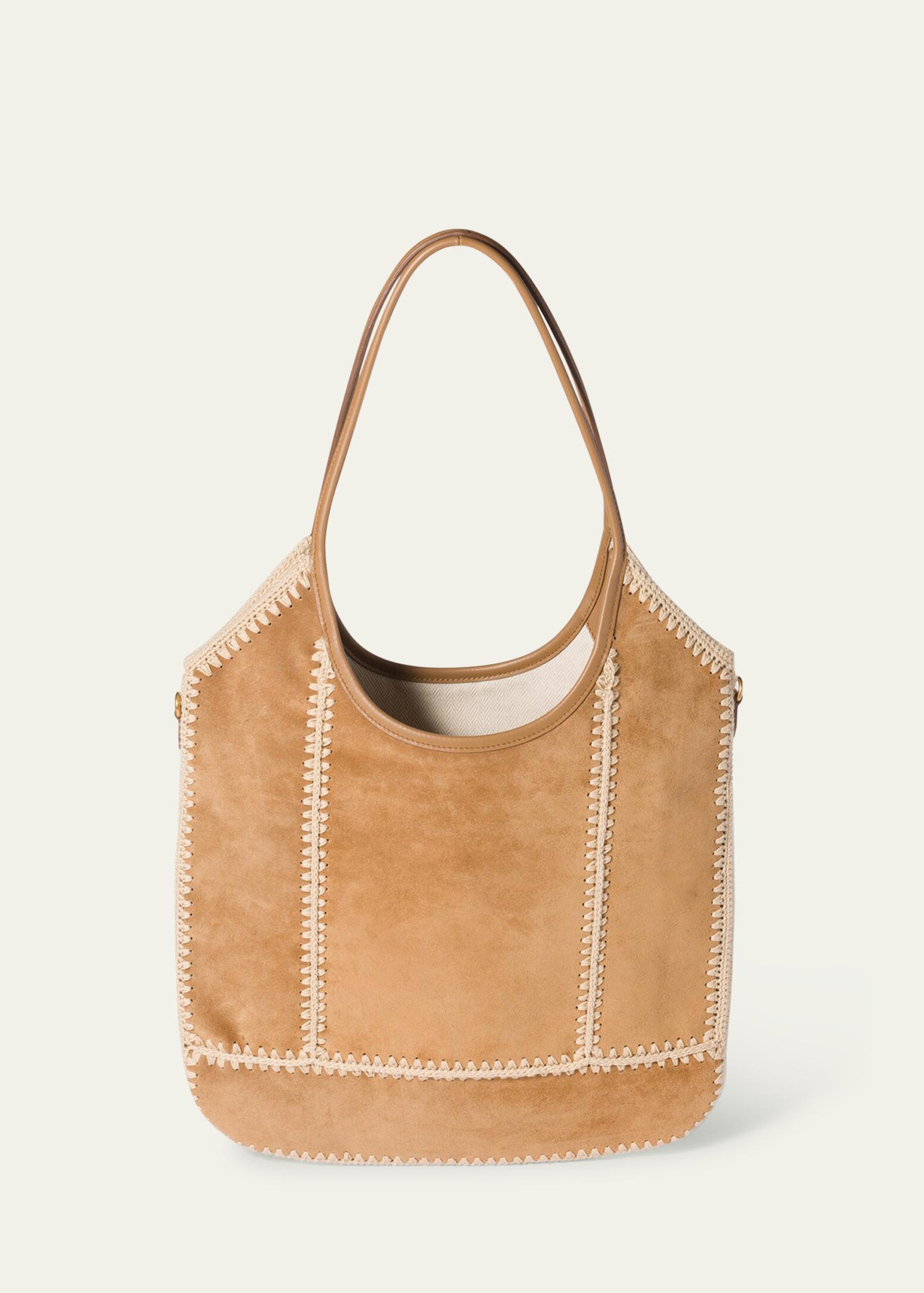 Miu Miu Ivy Crochet-Trim Suede Shoulder Bag - Bergdorf Goodman