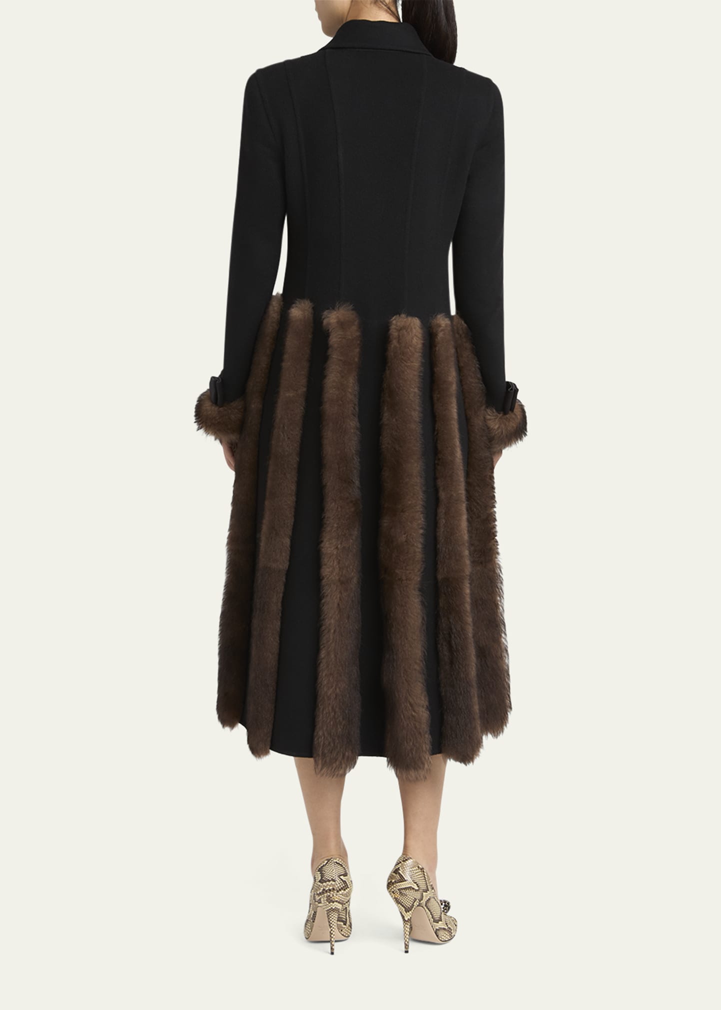 Valentino Garavani Sheep Shearling-Trim Single-Breasted Cashmere