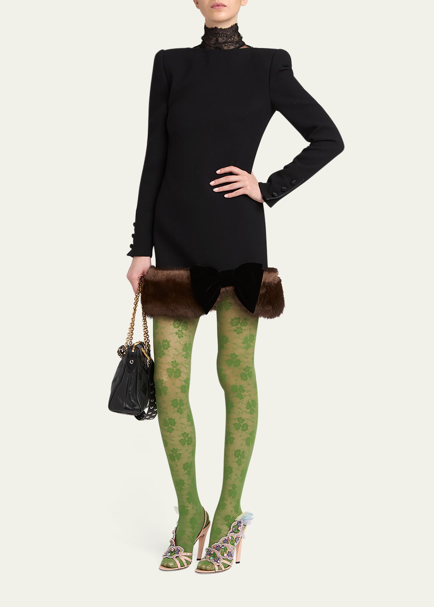 Valentino Garavani Turtleneck Long-Sleeve Sheep Shearling-Trim