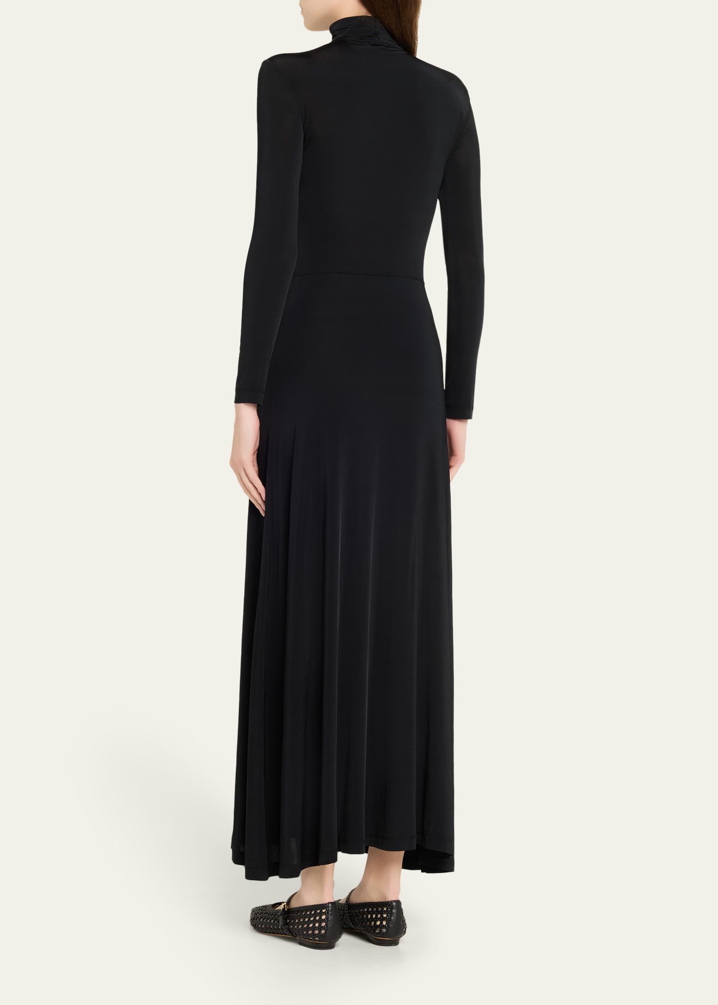 Ulla Johnson Women's Koa Jersey Ruched Turtleneck Maxi Dress - Noir - Size Small