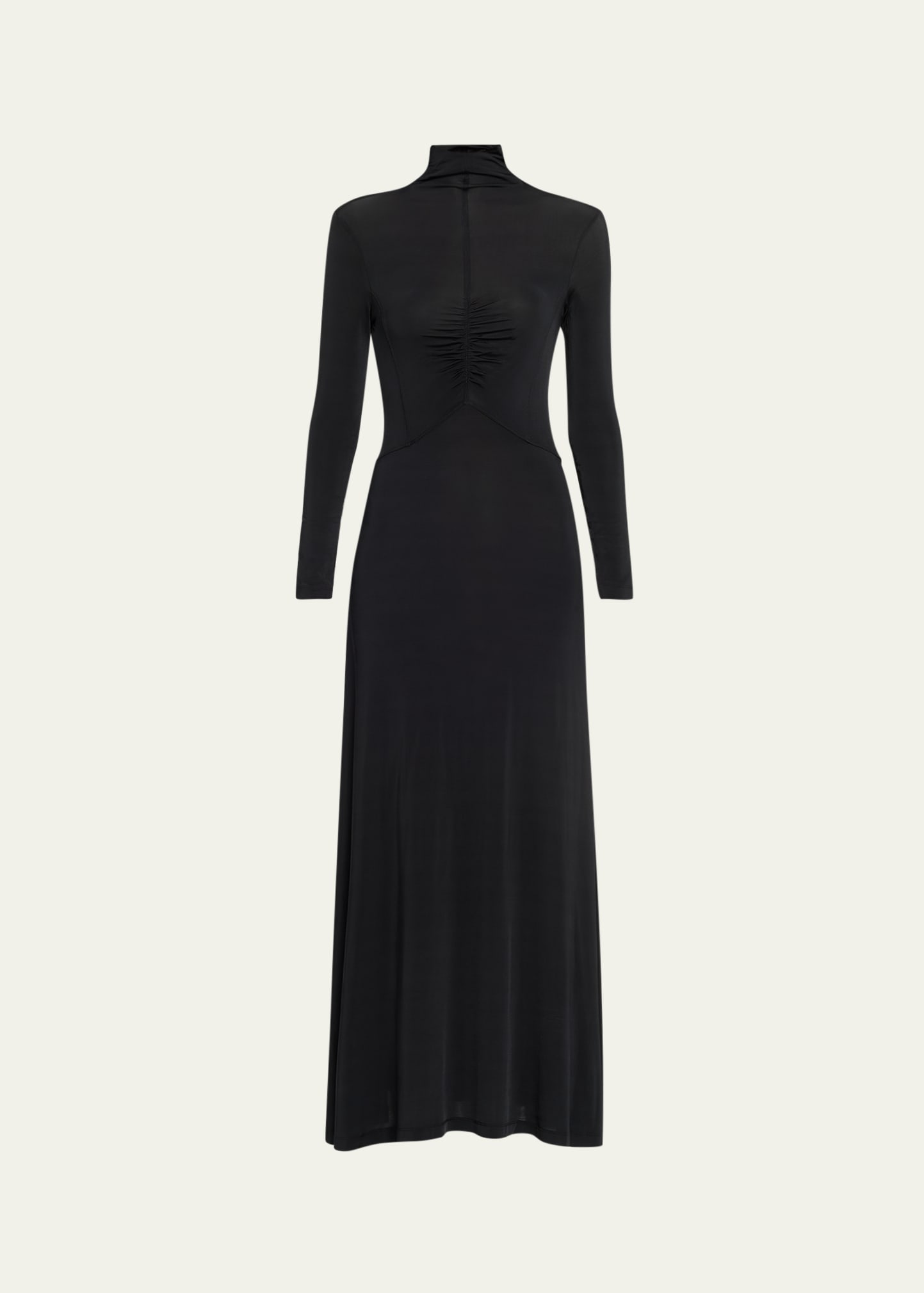 ulla johnson koa jersey ruched front turtleneck dress Ulla Johnson Women's Koa Jersey Ruched Turtleneck Maxi Dress - Noir