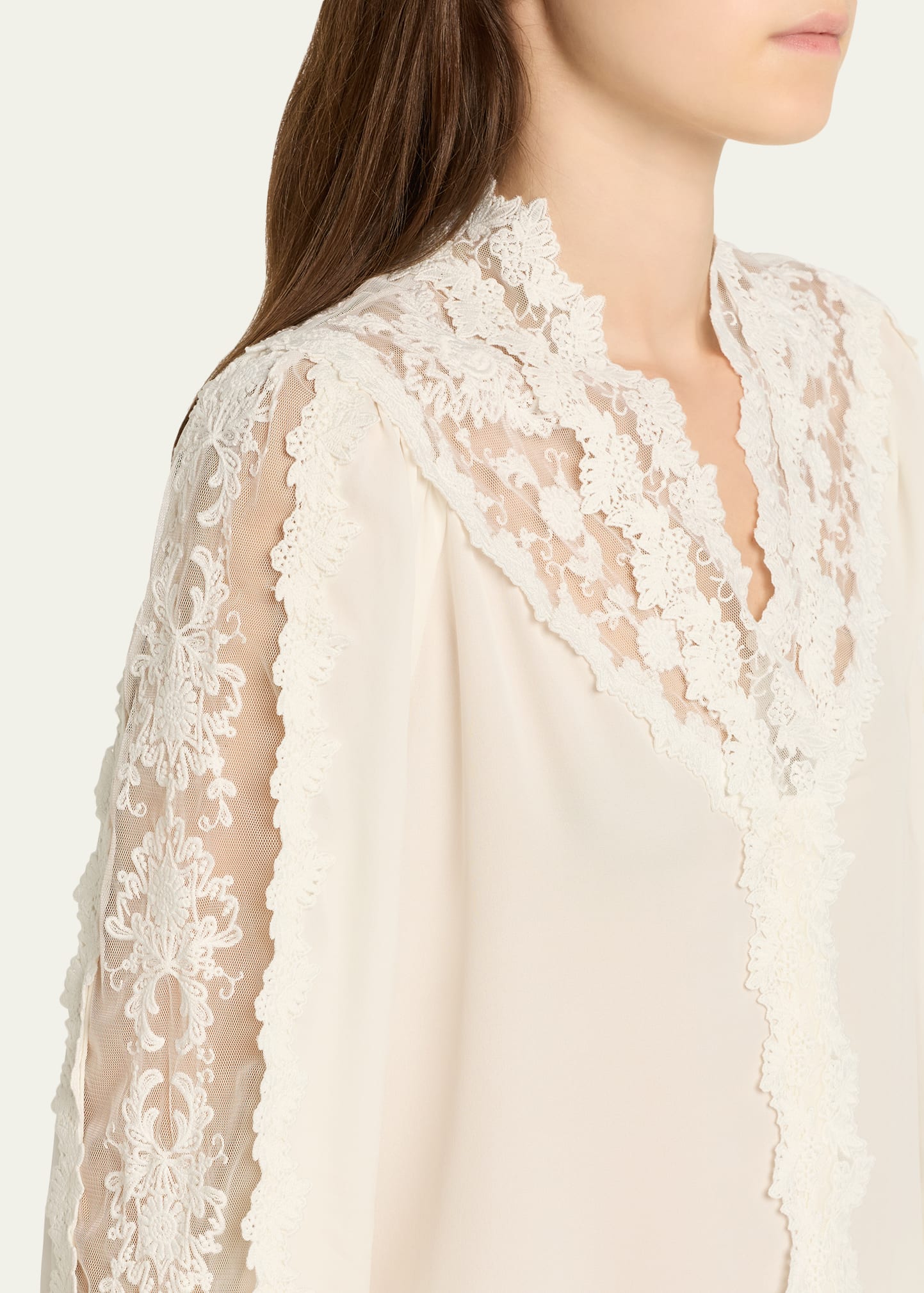 Kobi Halperin Miguel Embroidered Sheer-Inset Silk Blouse
