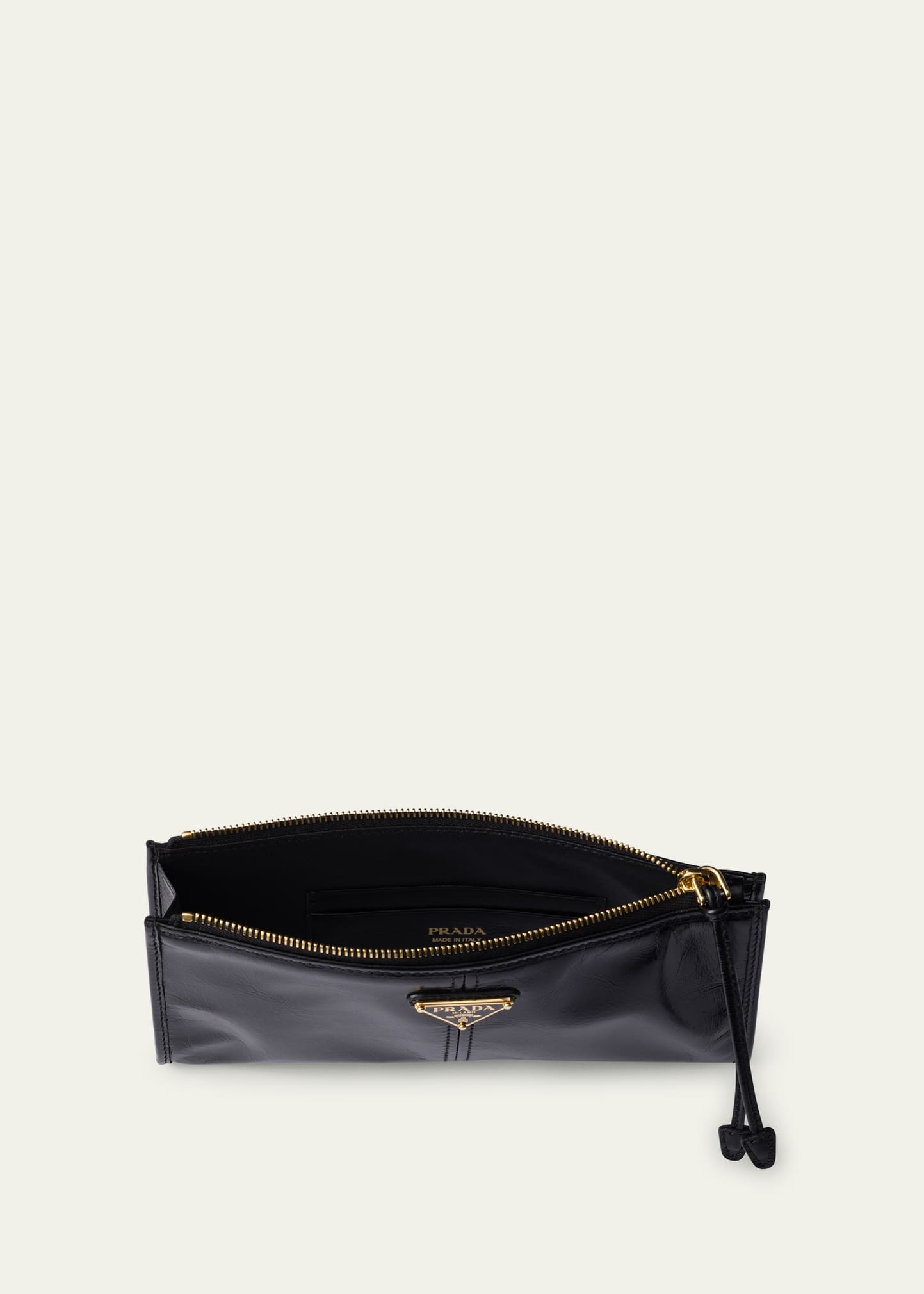 Prada Zip Soft Lux Leather Pouch Bag - Bergdorf Goodman