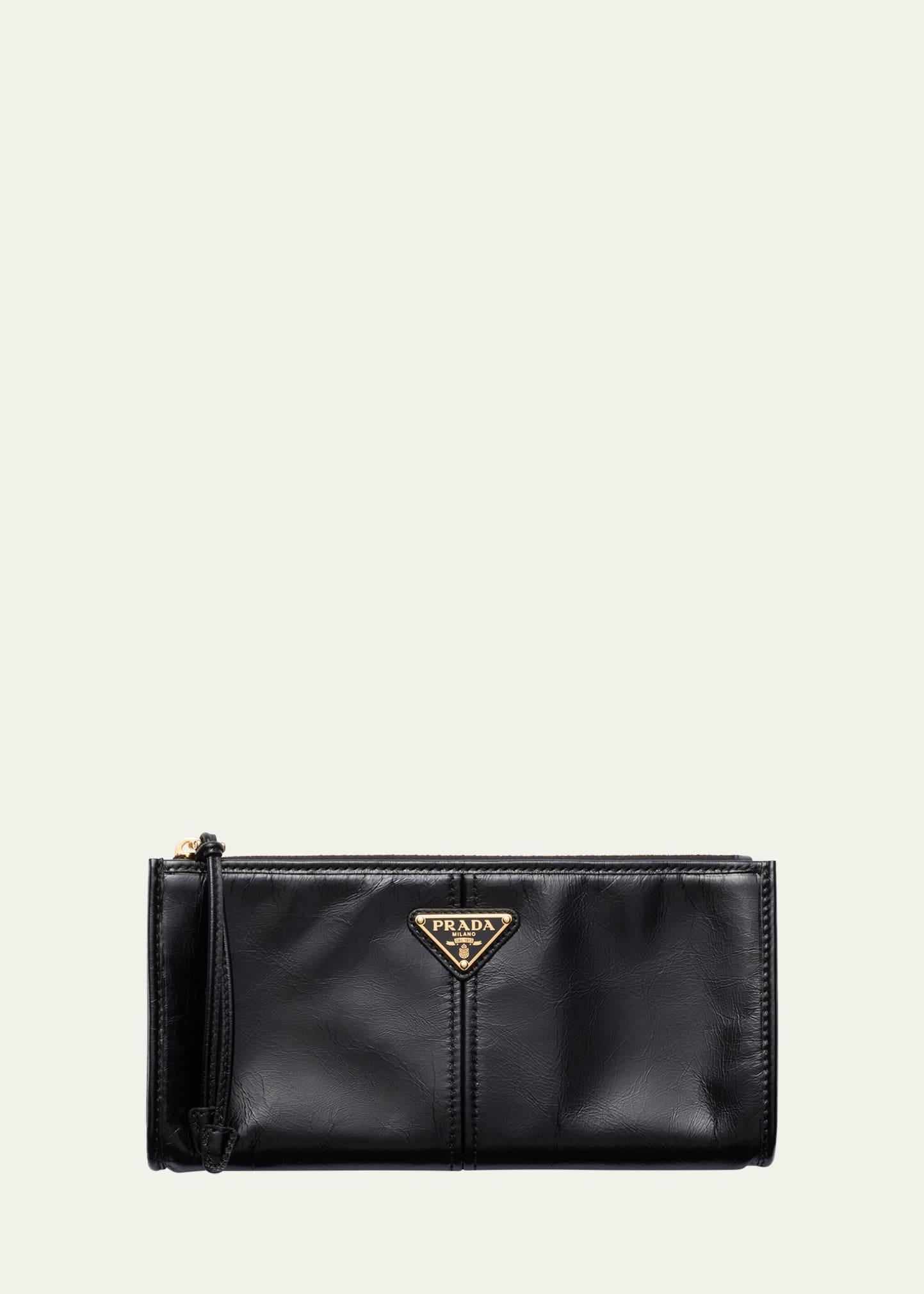 Prada Zip Soft Lux Leather Pouch Bag - Bergdorf Goodman
