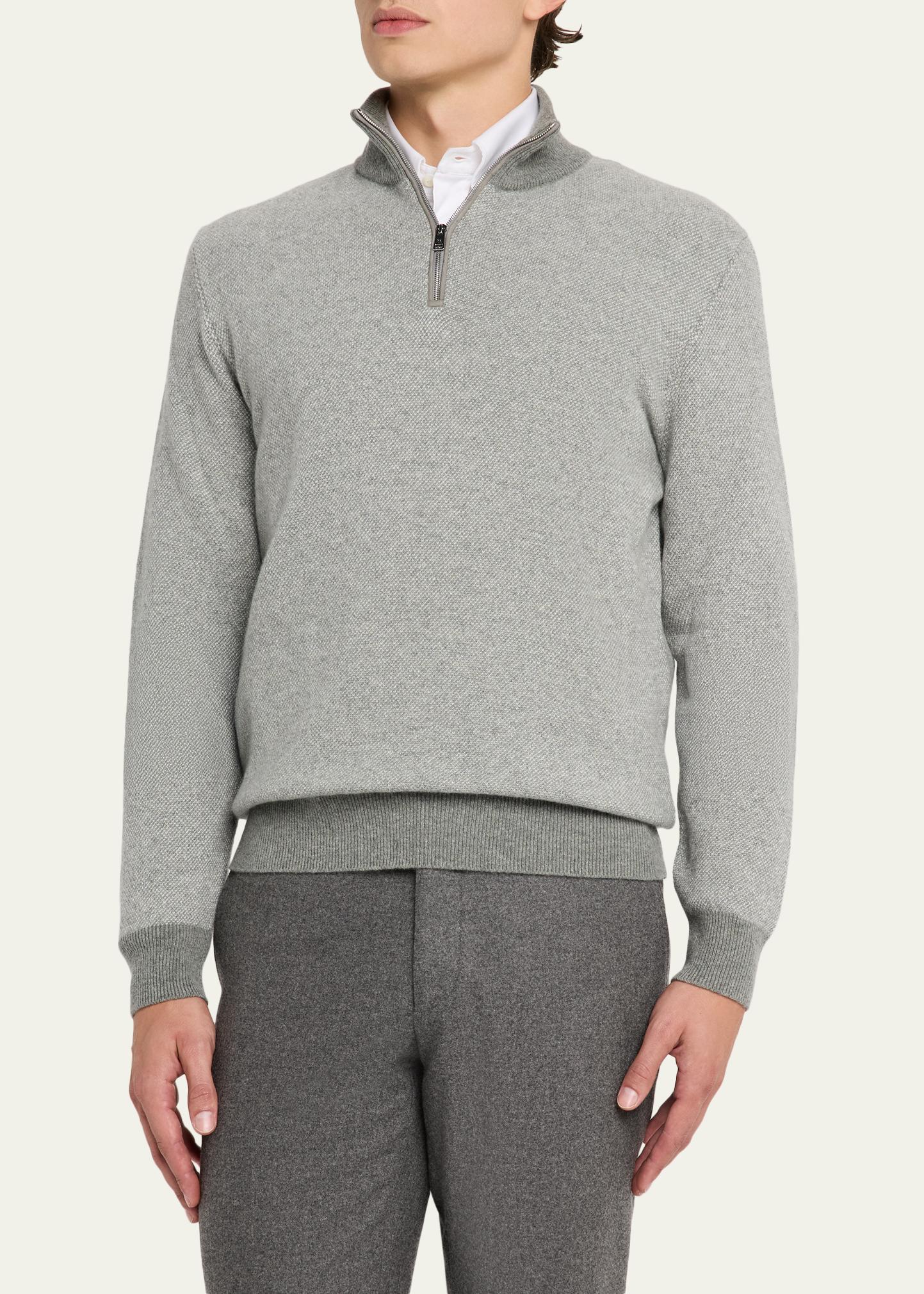 Ralph Lauren Purple Label Birdseye Cashmere Quarter-Zip Sweater