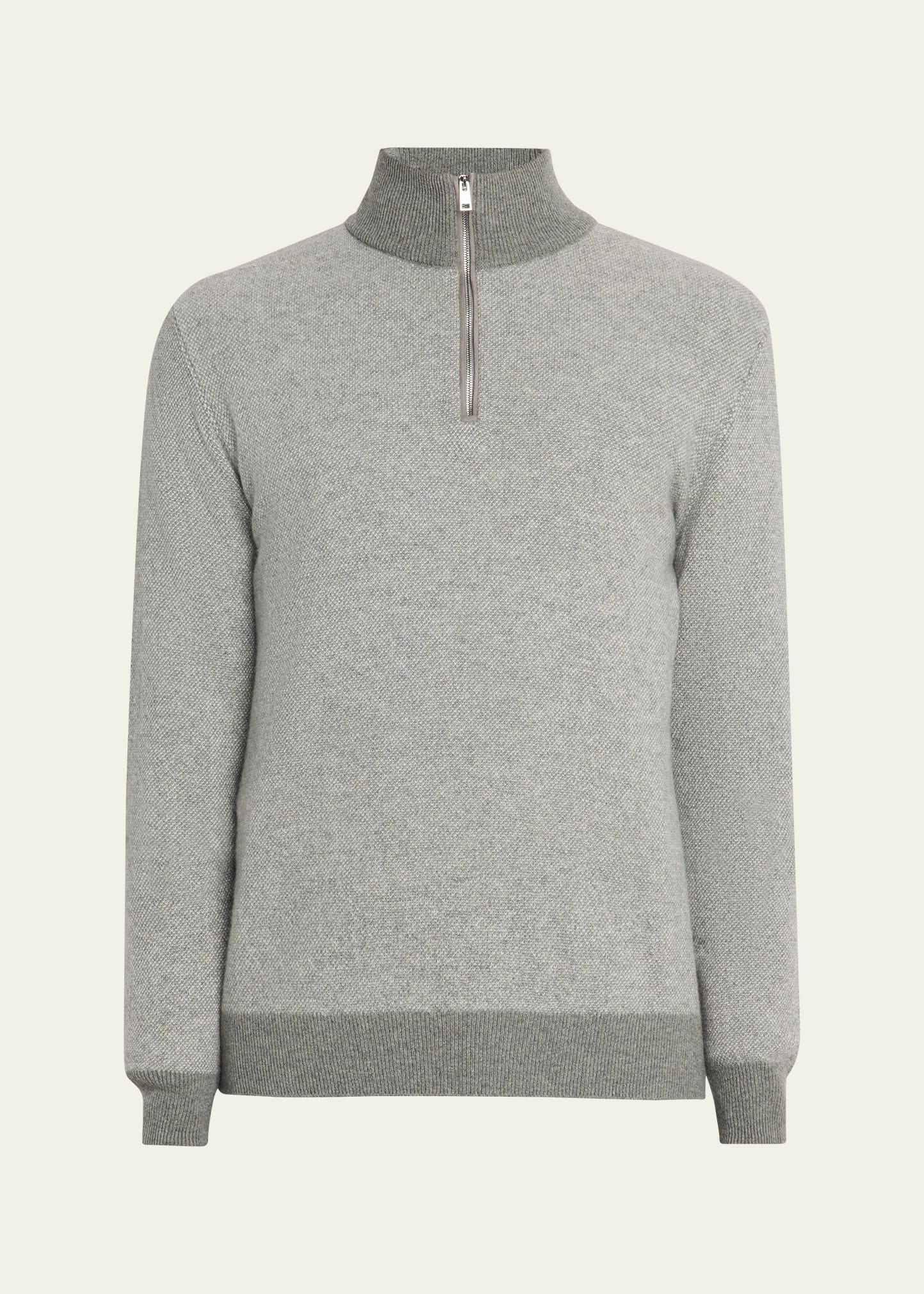 Ralph Lauren Purple Label Birdseye Cashmere Quarter-Zip Sweater