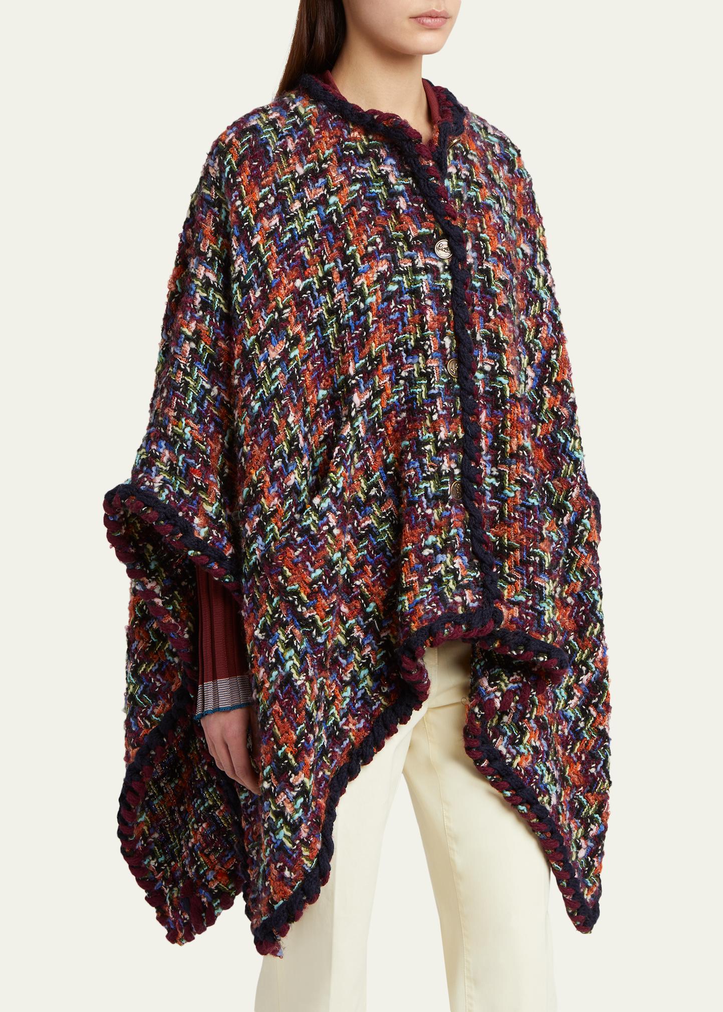 Etro Multicolor Tweed Wool-Mohair Blend Cape - Bergdorf Goodman