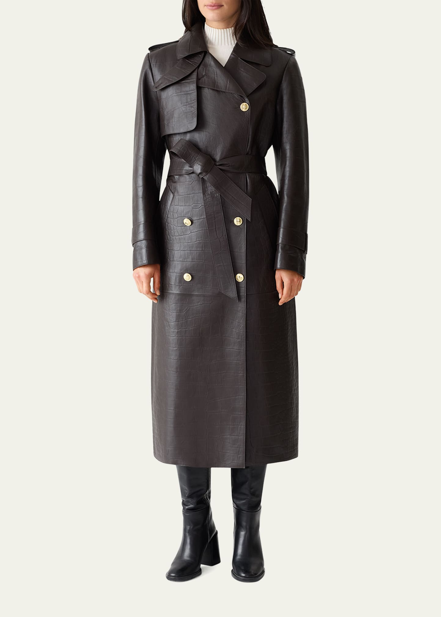 Mackage Gael-NV Croc-Embossed Leather Trench Coat - Bergdorf Goodman
