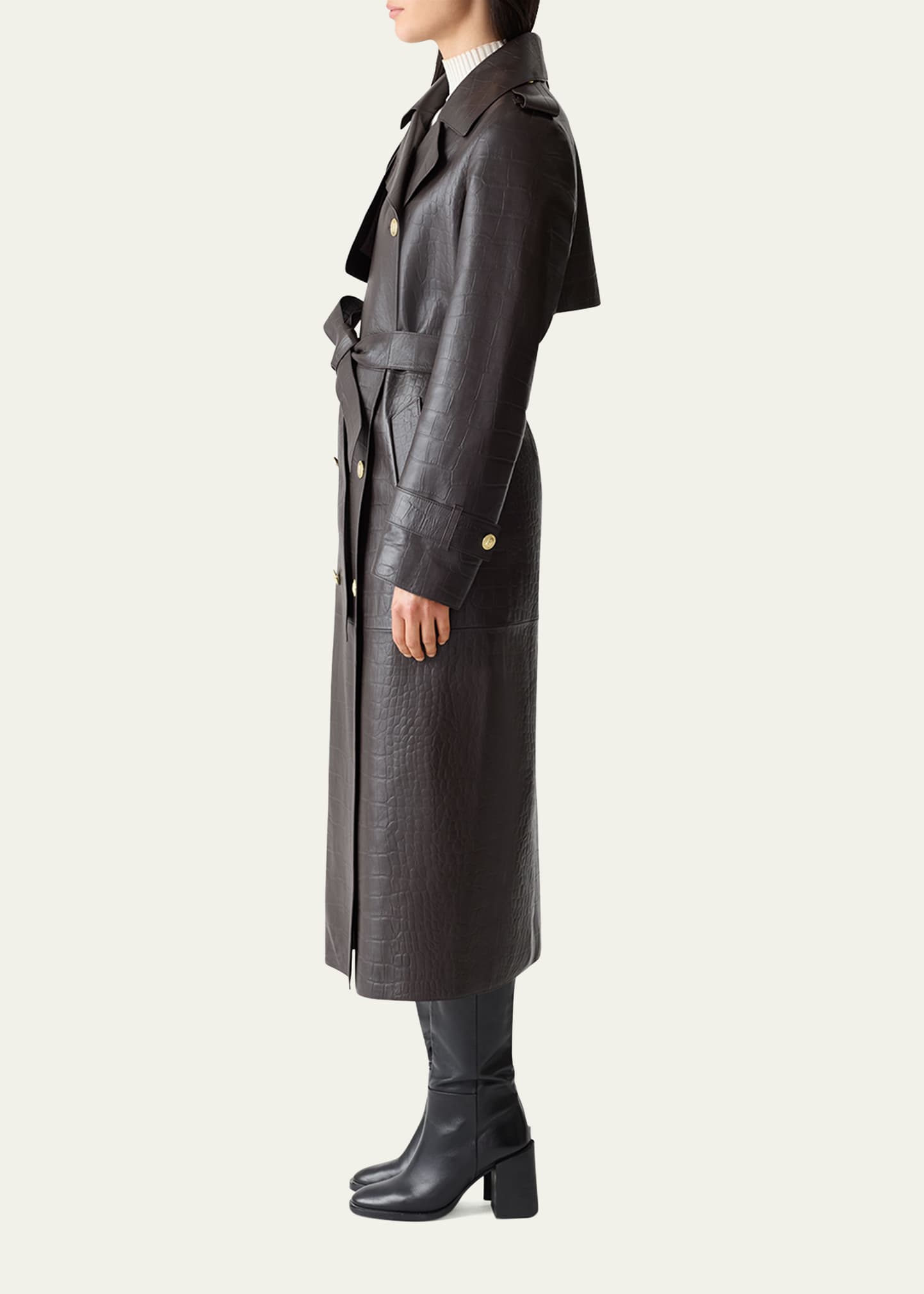 Mackage Gael-NV Croc-Embossed Leather Trench Coat - Bergdorf Goodman