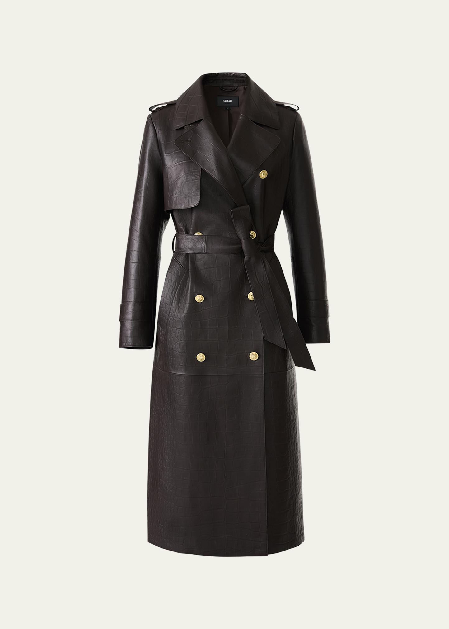 Mackage Gael-NV Croc-Embossed Leather Trench Coat - Bergdorf Goodman