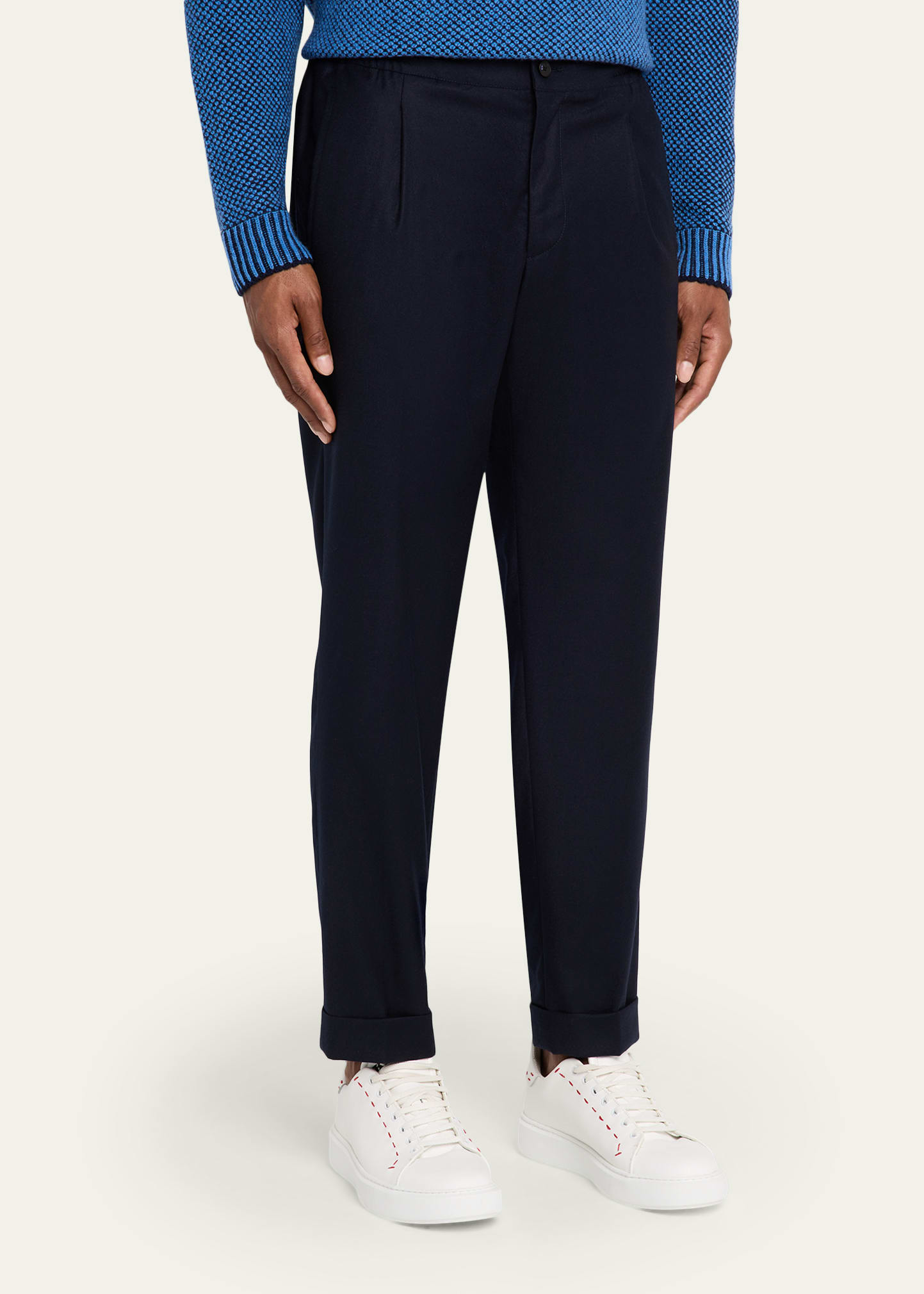 KNT Men's Wool Stretch Pleated Drawstring Trousers - Bergdorf Goodman