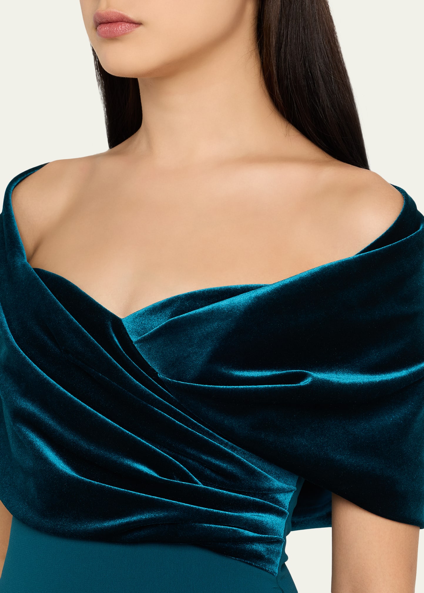 Badgley Mischka A-Line Sweetheart Gown with Velvet Cape - Bergdorf