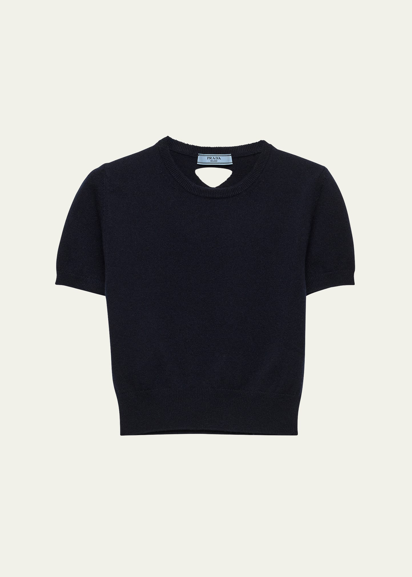 PRADA サマーニット Prada Short-Sleeve Cashmere Crop Sweater - Bergdorf Goodman