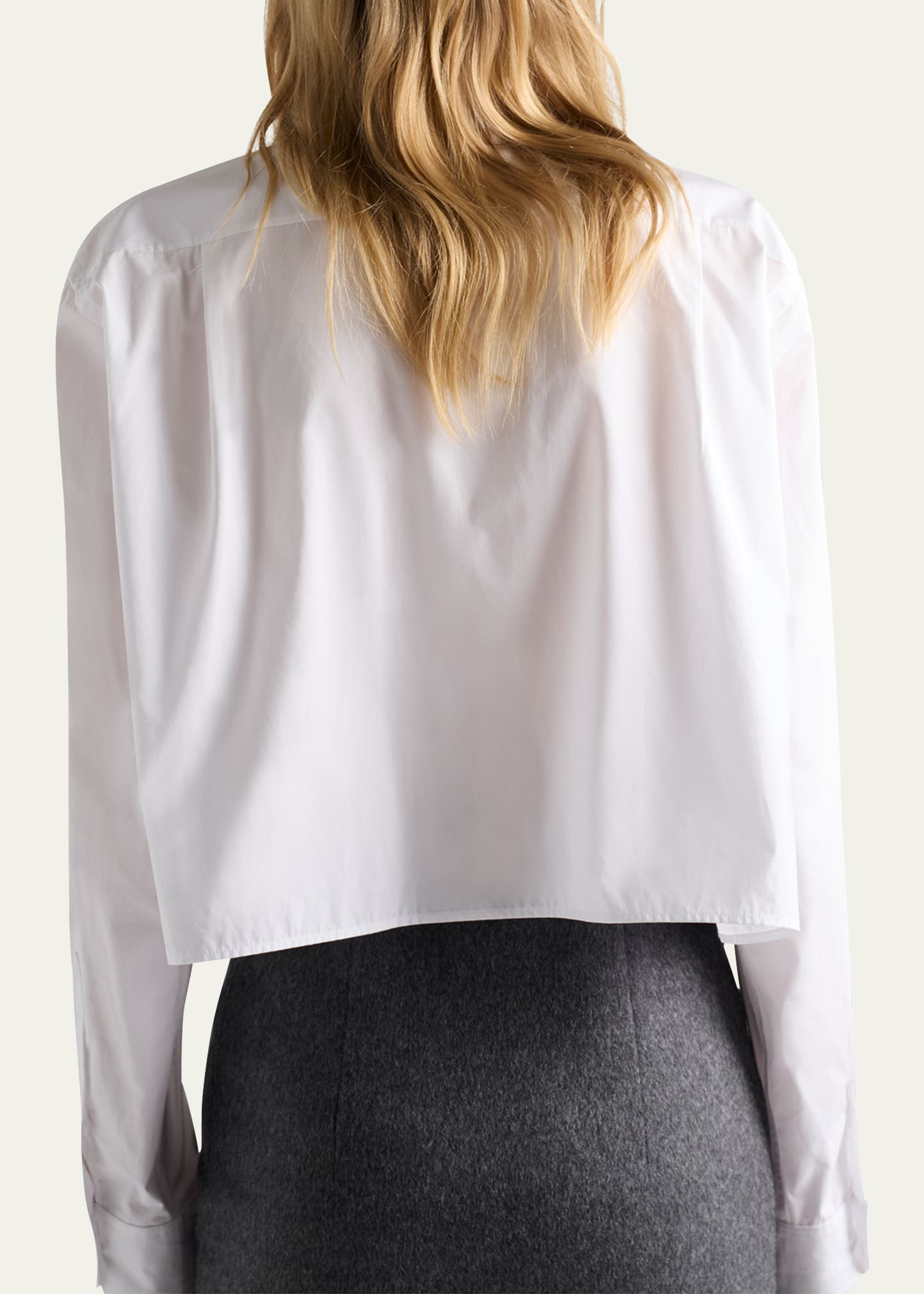 Prada Neck-Tie Popeline Crop Button-Down Shirt - Bergdorf Goodman