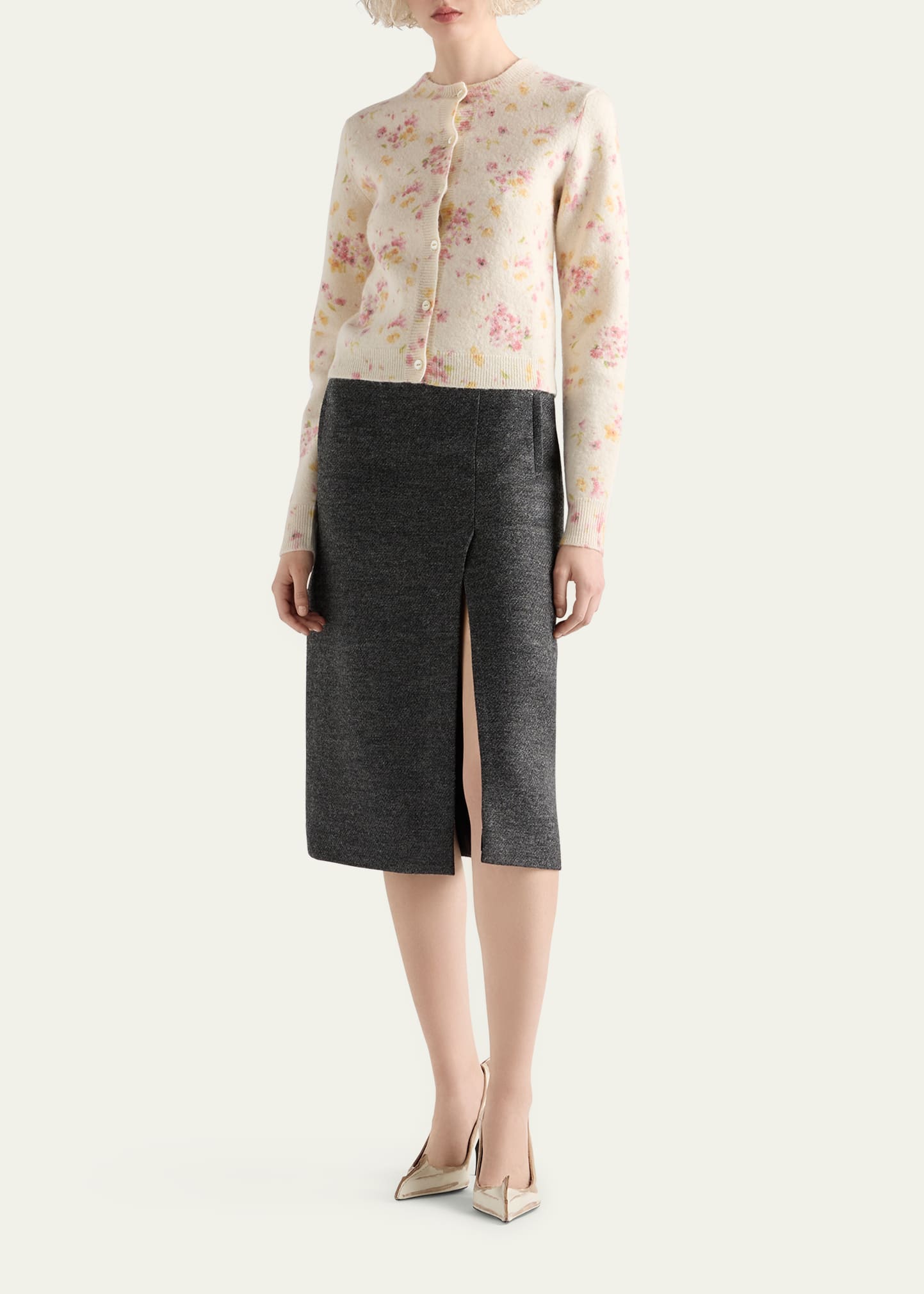 Prada Floral Crewneck Cardigan - Bergdorf Goodman