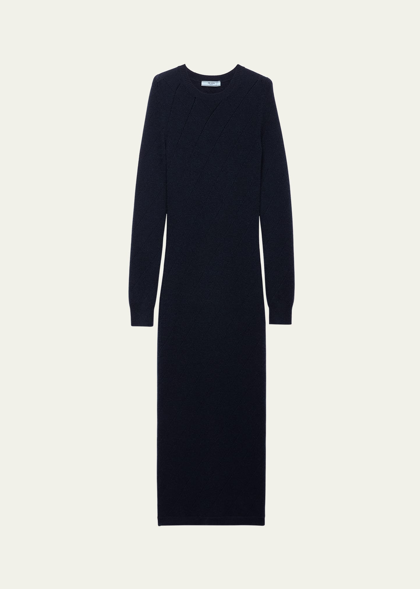 PRADA knit dress プラダ　ニットドレス　リブニット Prada Cashmere Pointelle Knit Long-Sleeve Midi Sweater Dress