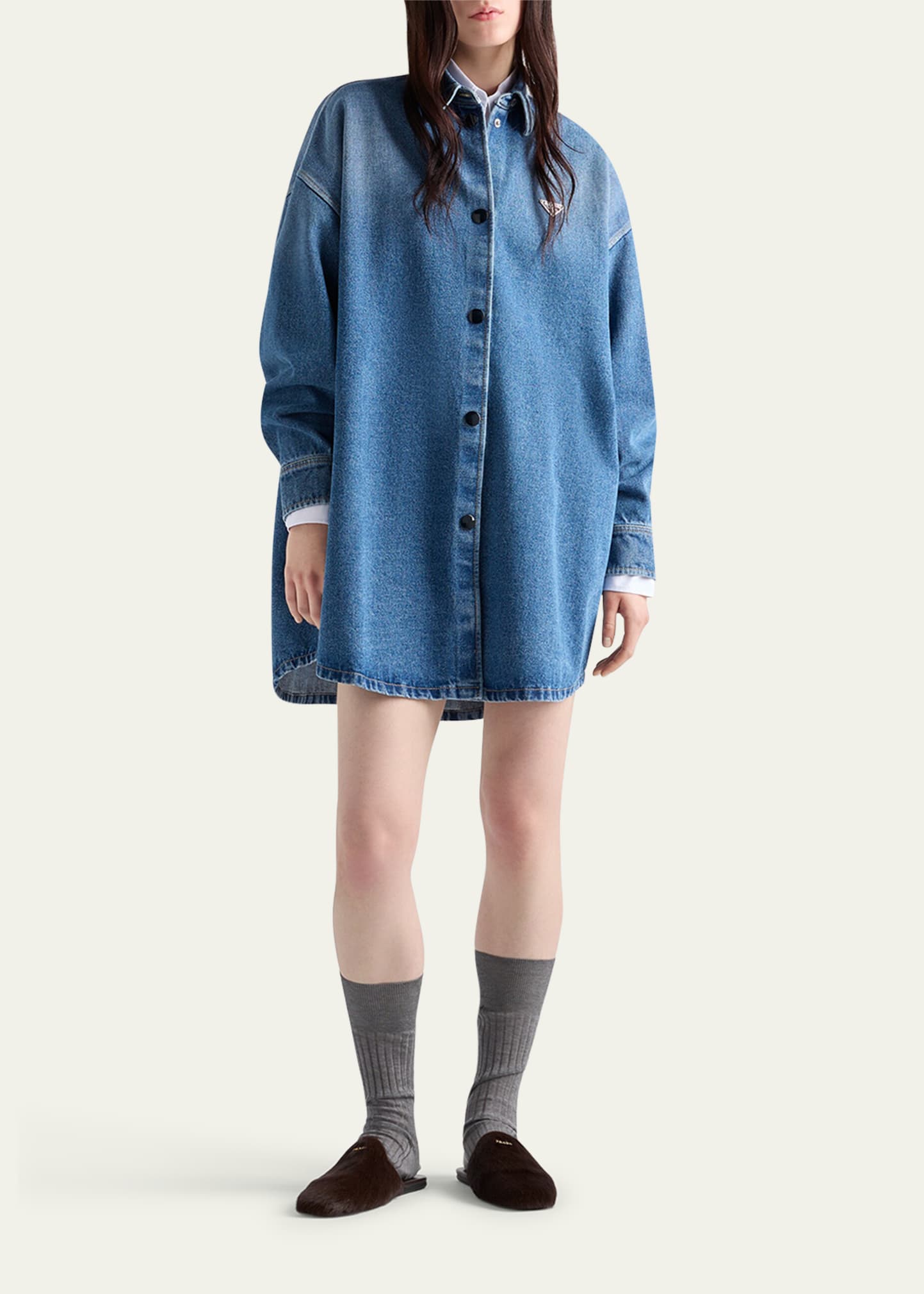 Prada Denim Oversized Shirt - Bergdorf Goodman
