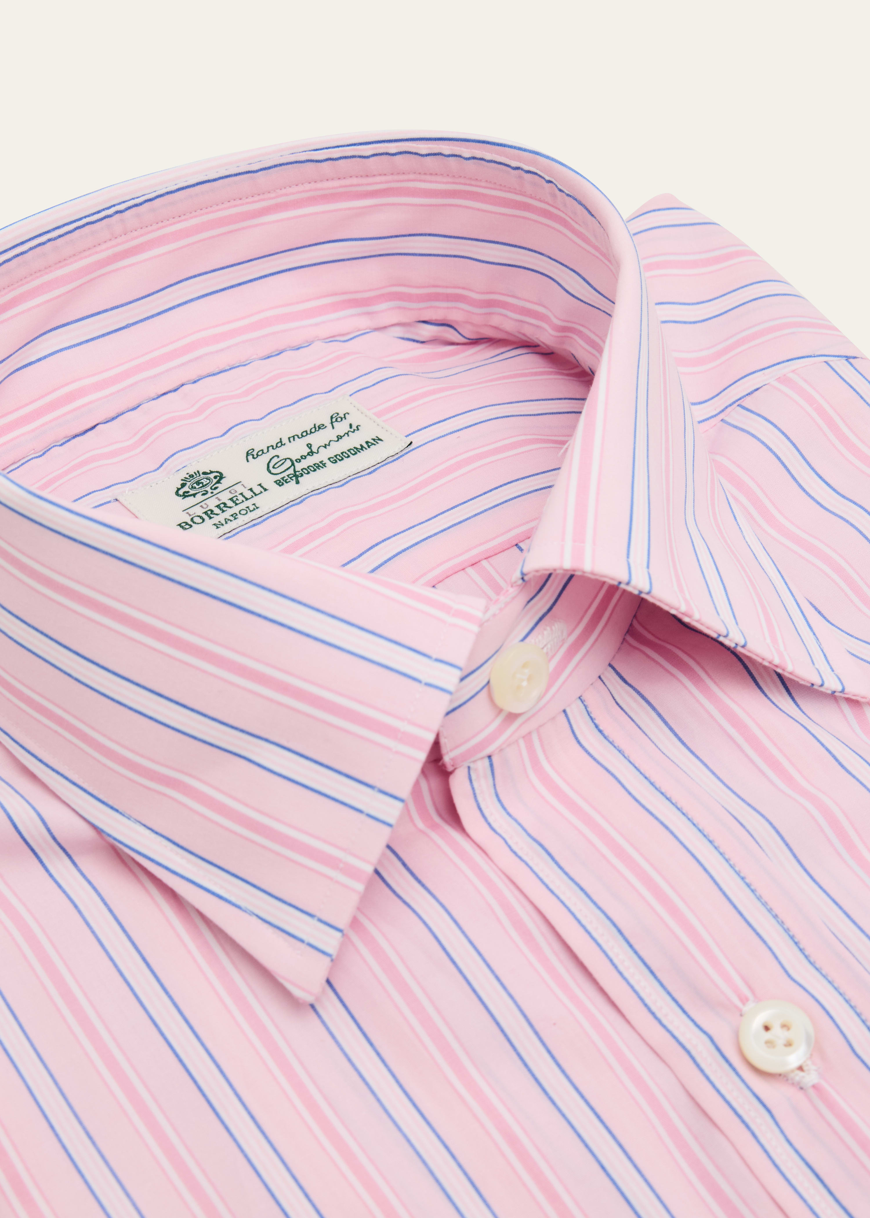 borrelli dress shirts Borrelli Men's Cotton Fine-Stripe Point Collar Dress Shirt, Pink Blue, Men's, 39 Eu (15.5 Us), Shirts Tops Formal & Evening Dress Shirts