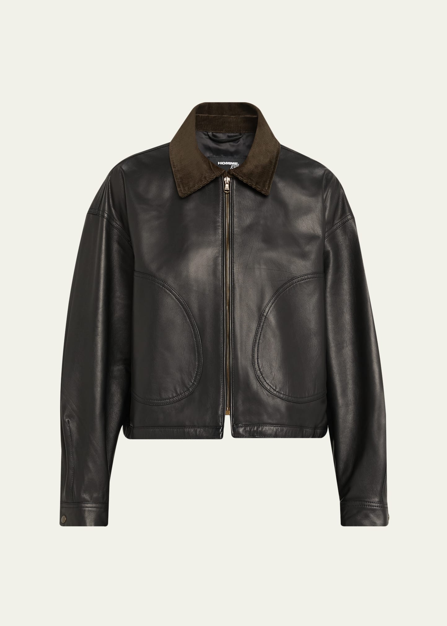 HOMMEGIRLS Corduroy-Collar Leather Parachute Jacket - Bergdorf Goodman