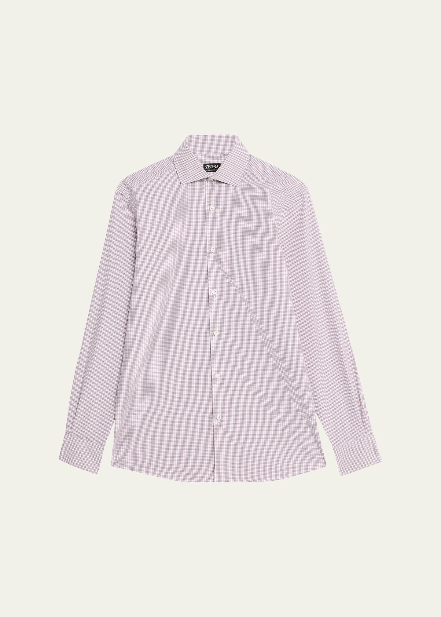 Zegna Men's Micro-Check Centoquaranta Twill Sport Shirt