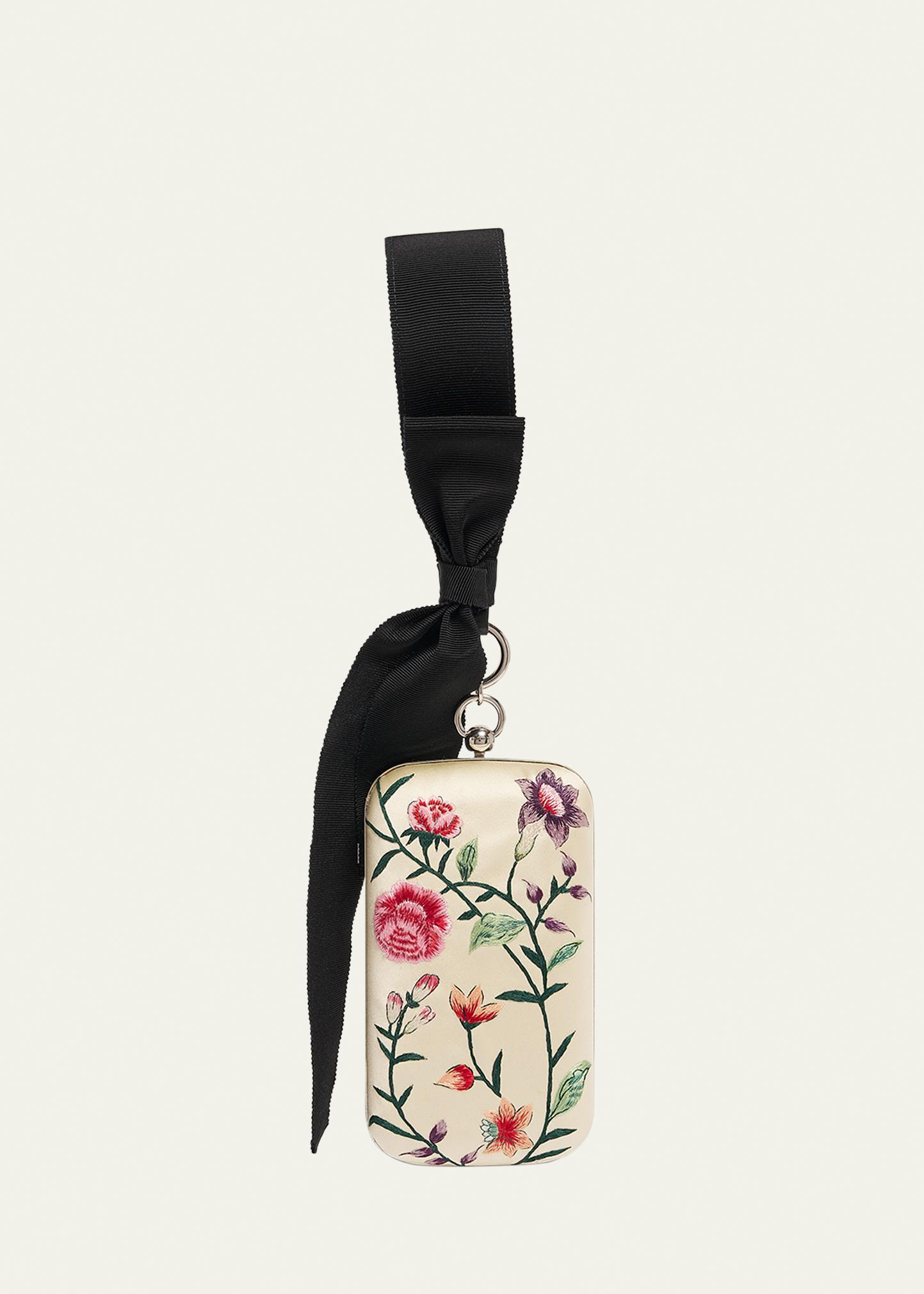 Givenchy Floral-Embroidered Wristlet Clutch Bag in Satin