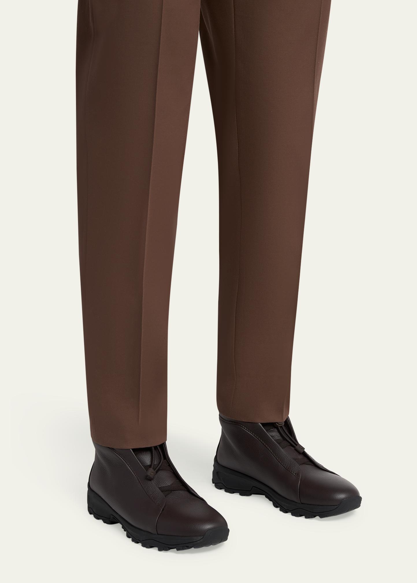 ゼニア Zegna Mediterranean 定価57,750円 ZEGNA Men's Triple Stitch™ Vetta Grained Leather Sneaker Boots