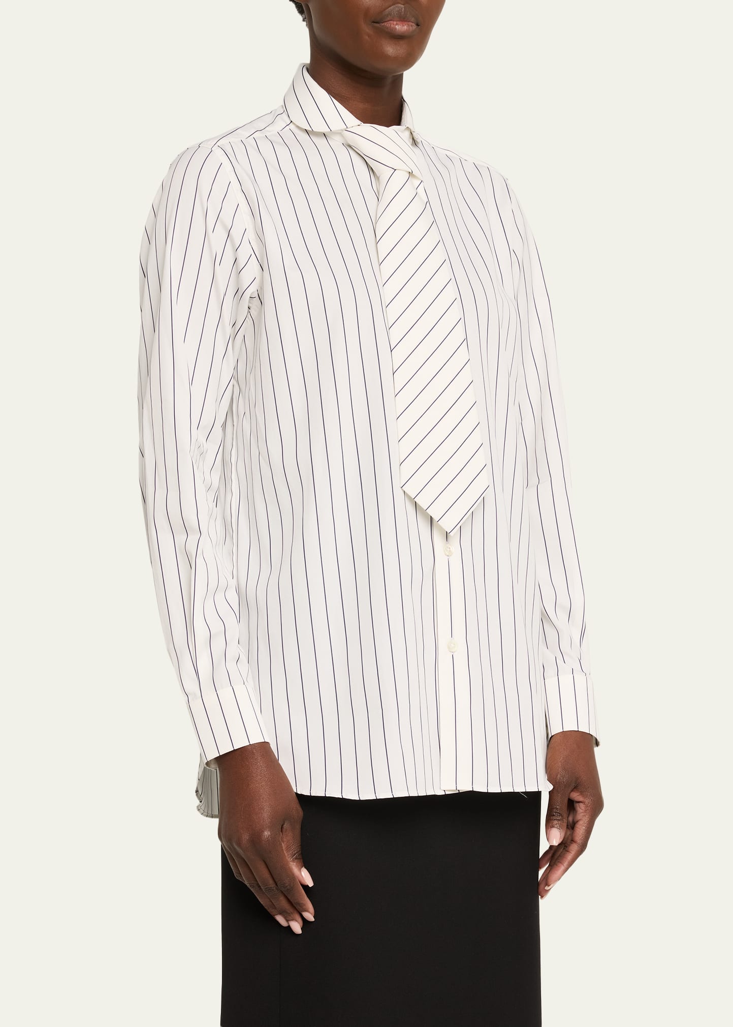 Sebline Striped Neck-Tie Button-Down Shirt - Bergdorf Goodman