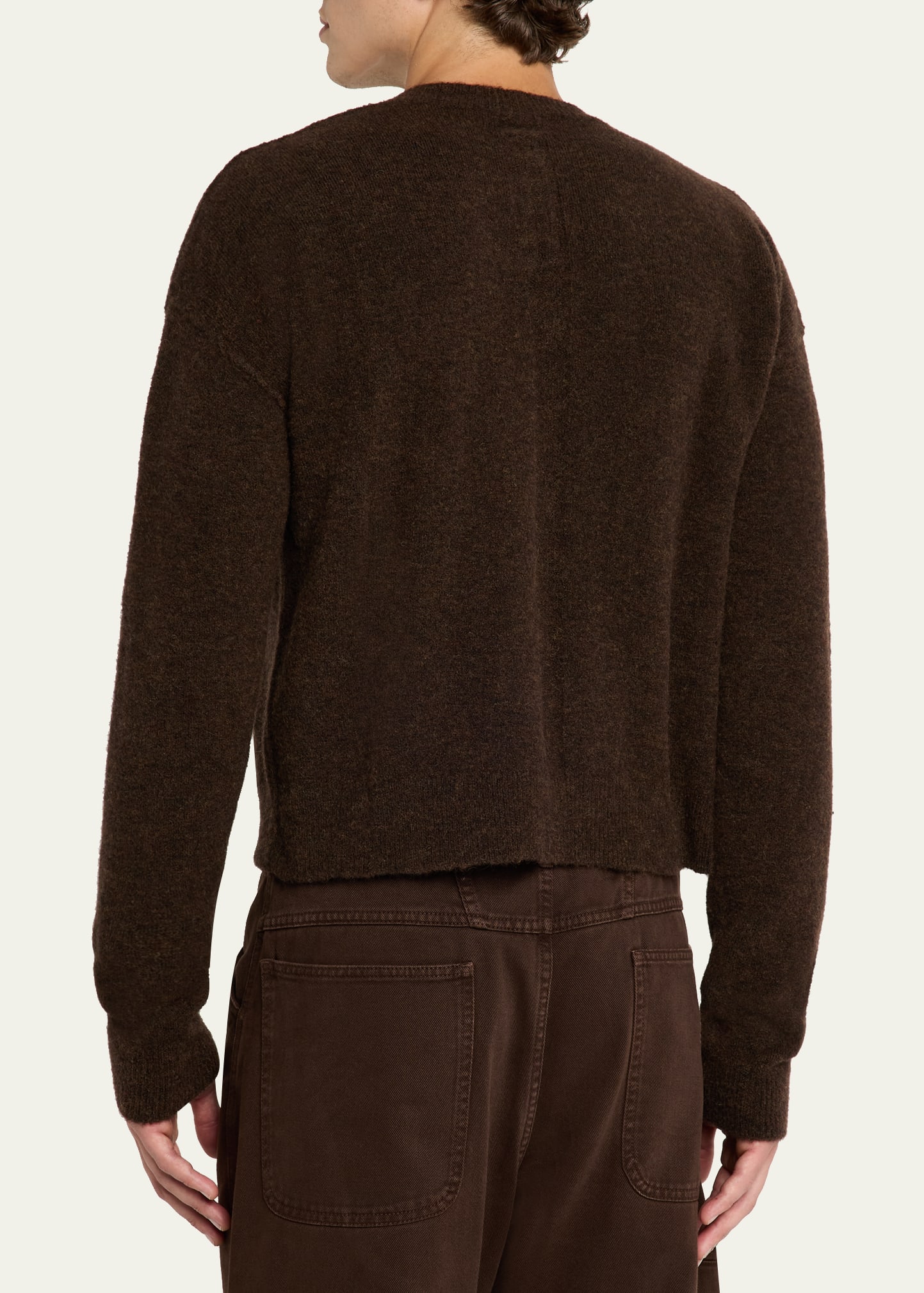 Rick Owens Men's Wool-Blend Cropped V-Neck Sweater - Bergdorf Goodman