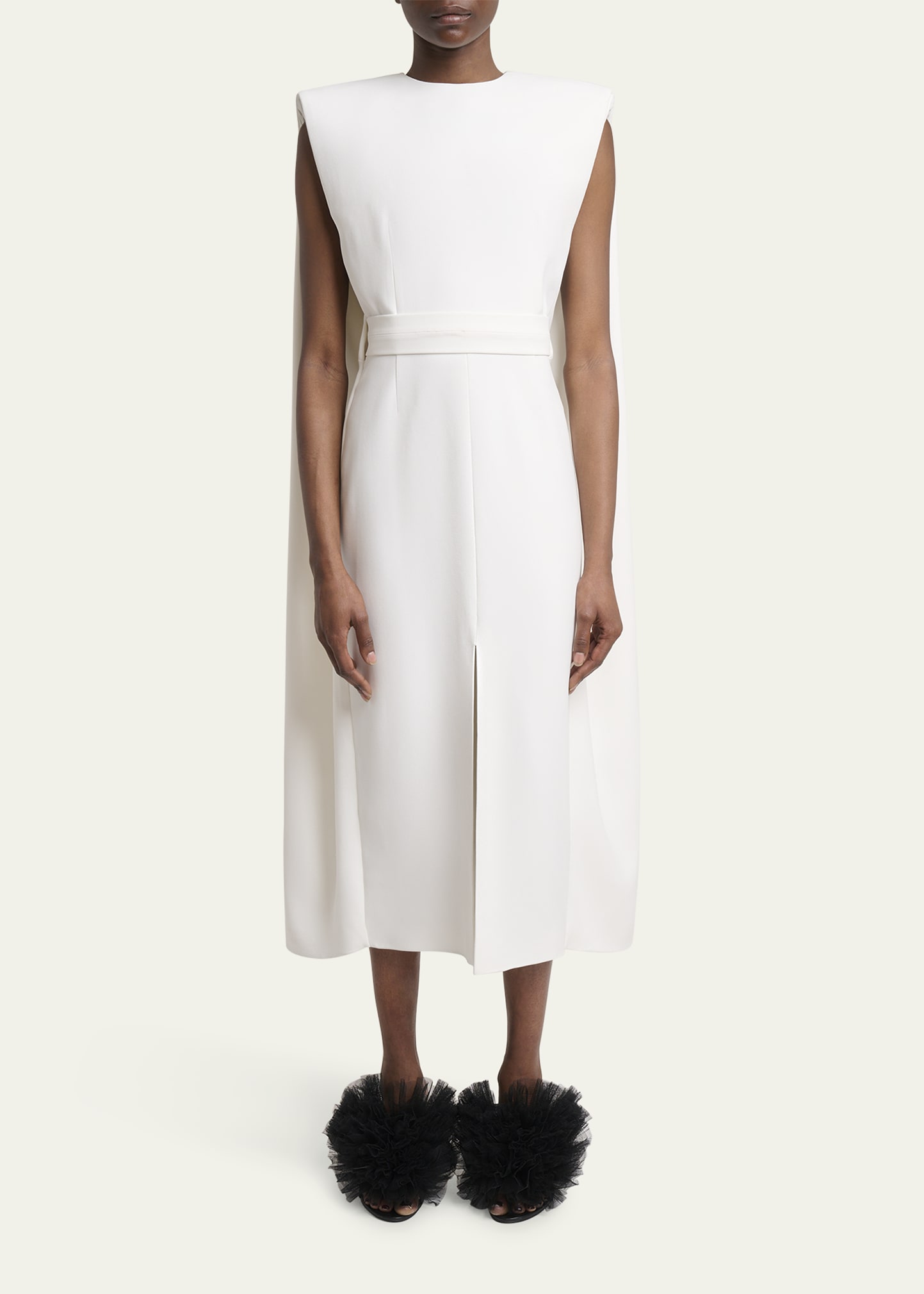 givenchy cream cape dress Sleeveless Crepe Midi Cape Dress