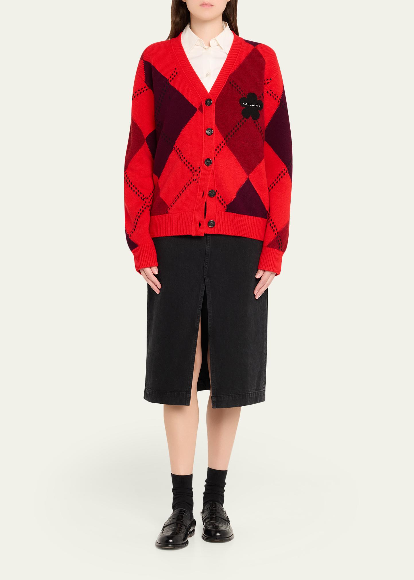 Marc Jacobs Argyle V-Neck Cardigan - Bergdorf Goodman