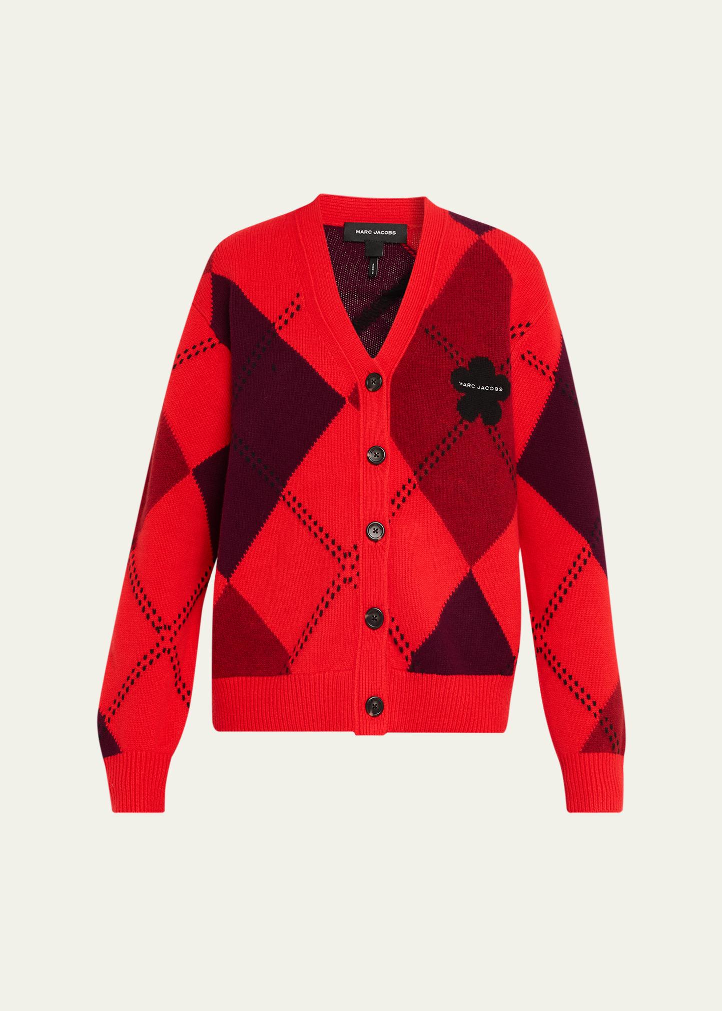 Marc Jacobs Argyle V-Neck Cardigan - Bergdorf Goodman