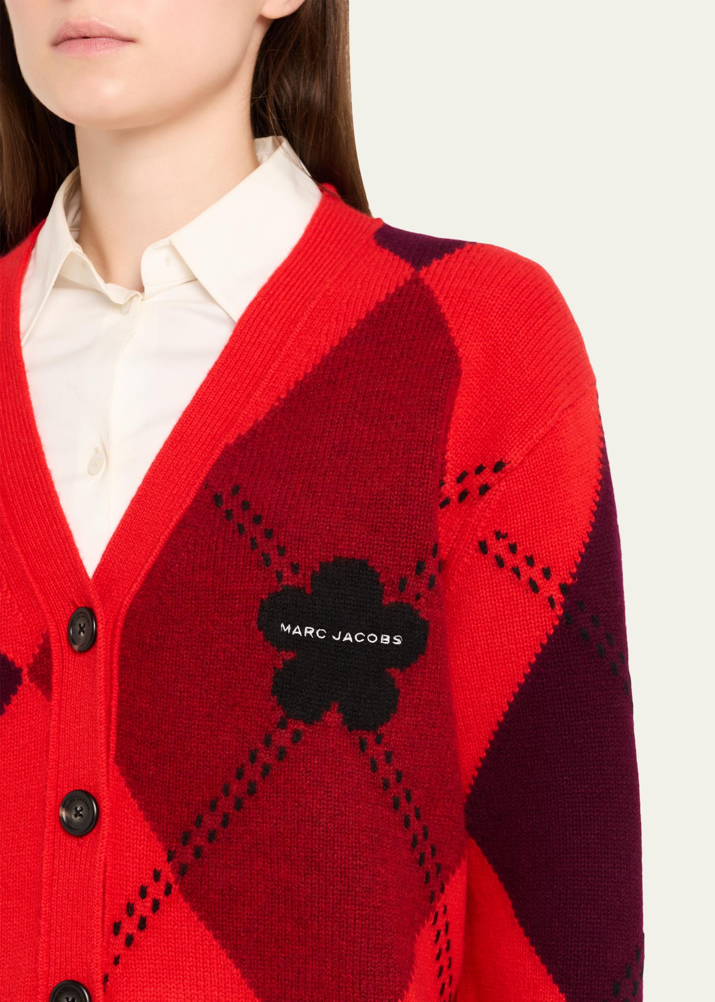 Marc Jacobs Argyle V-Neck Cardigan - Bergdorf Goodman