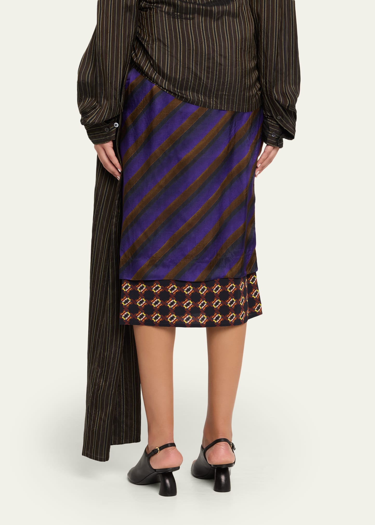 Dries Van Noten Senice Striped Drape Skirt - Bergdorf Goodman