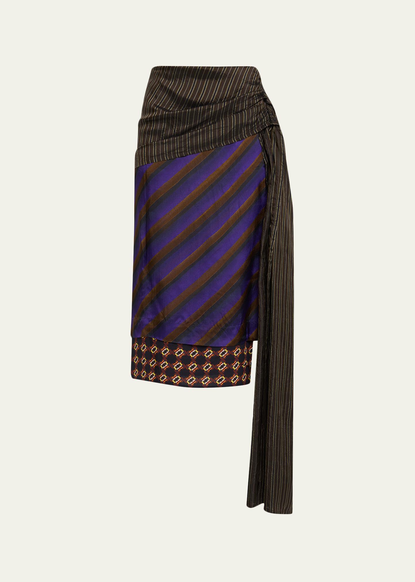 Dries Van Noten Senice Striped Drape Skirt - Bergdorf Goodman