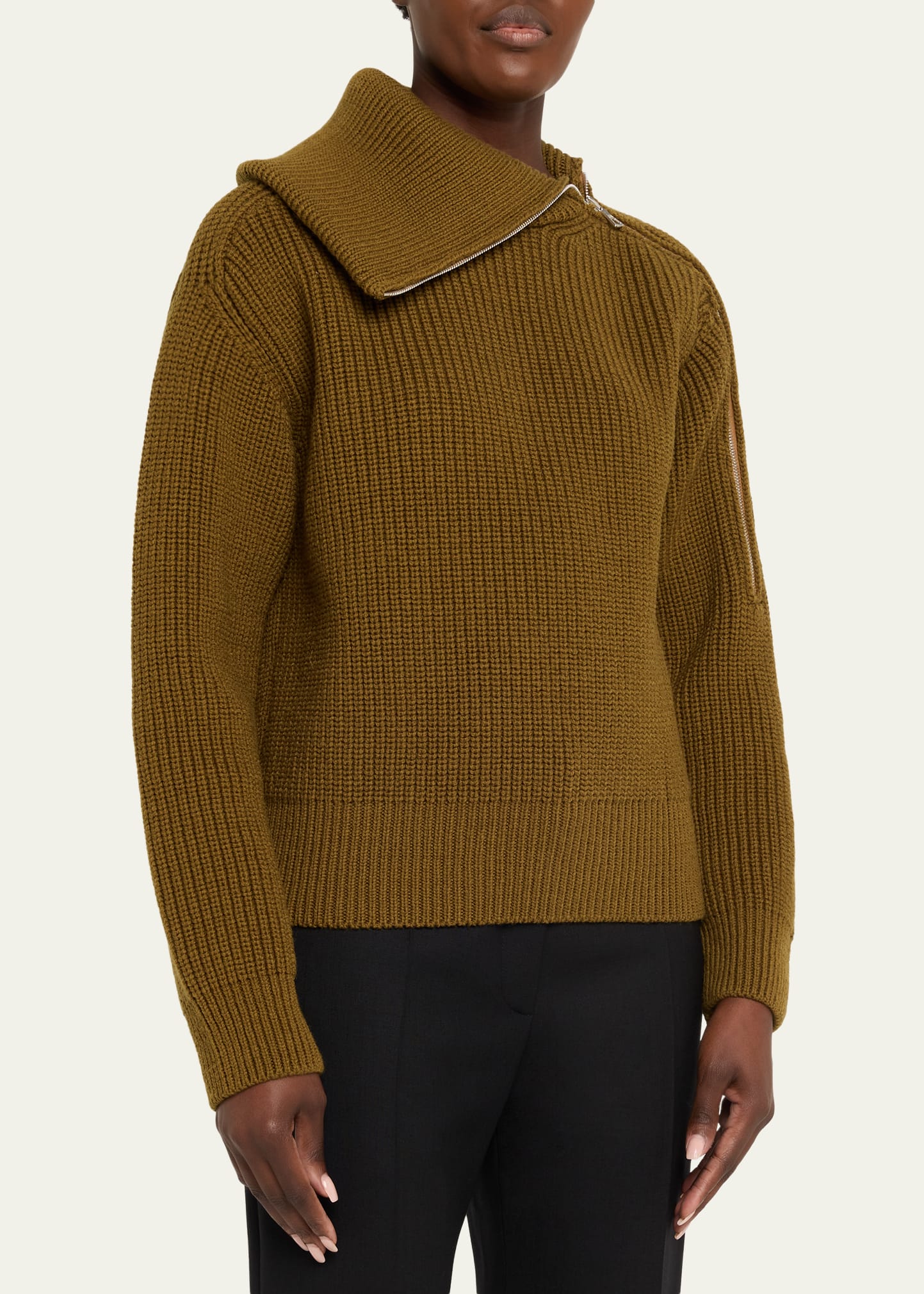 Dries Van Noten Talim Zipped Wool Turtleneck Sweater - Bergdorf