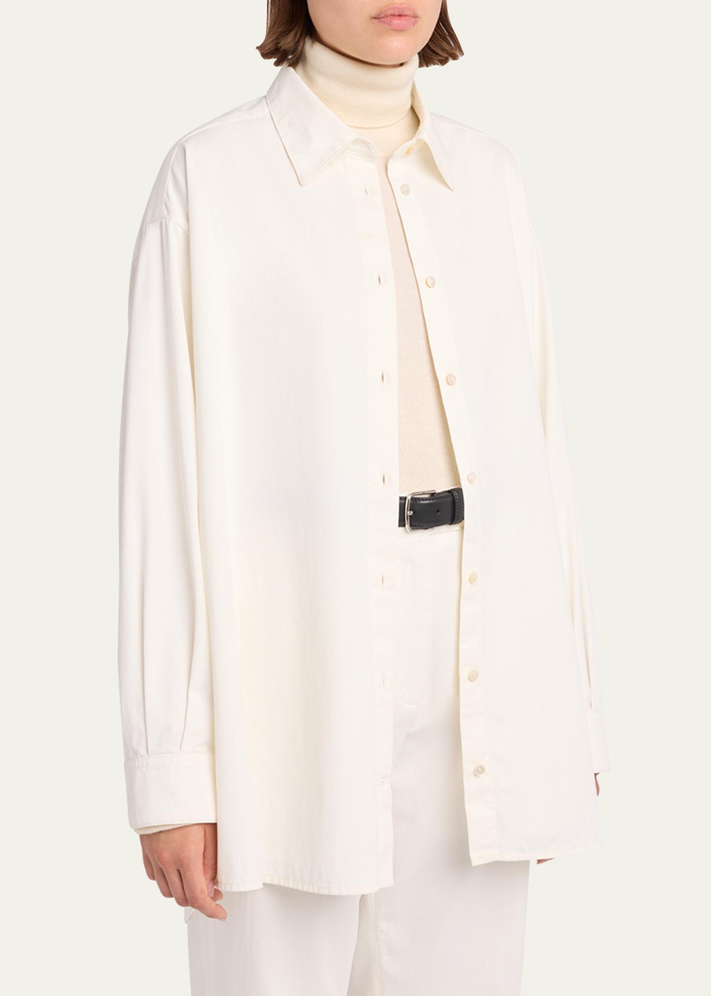 THE ROW Luka Cotton-Cashmere Button-Down Shirt - Bergdorf Goodman