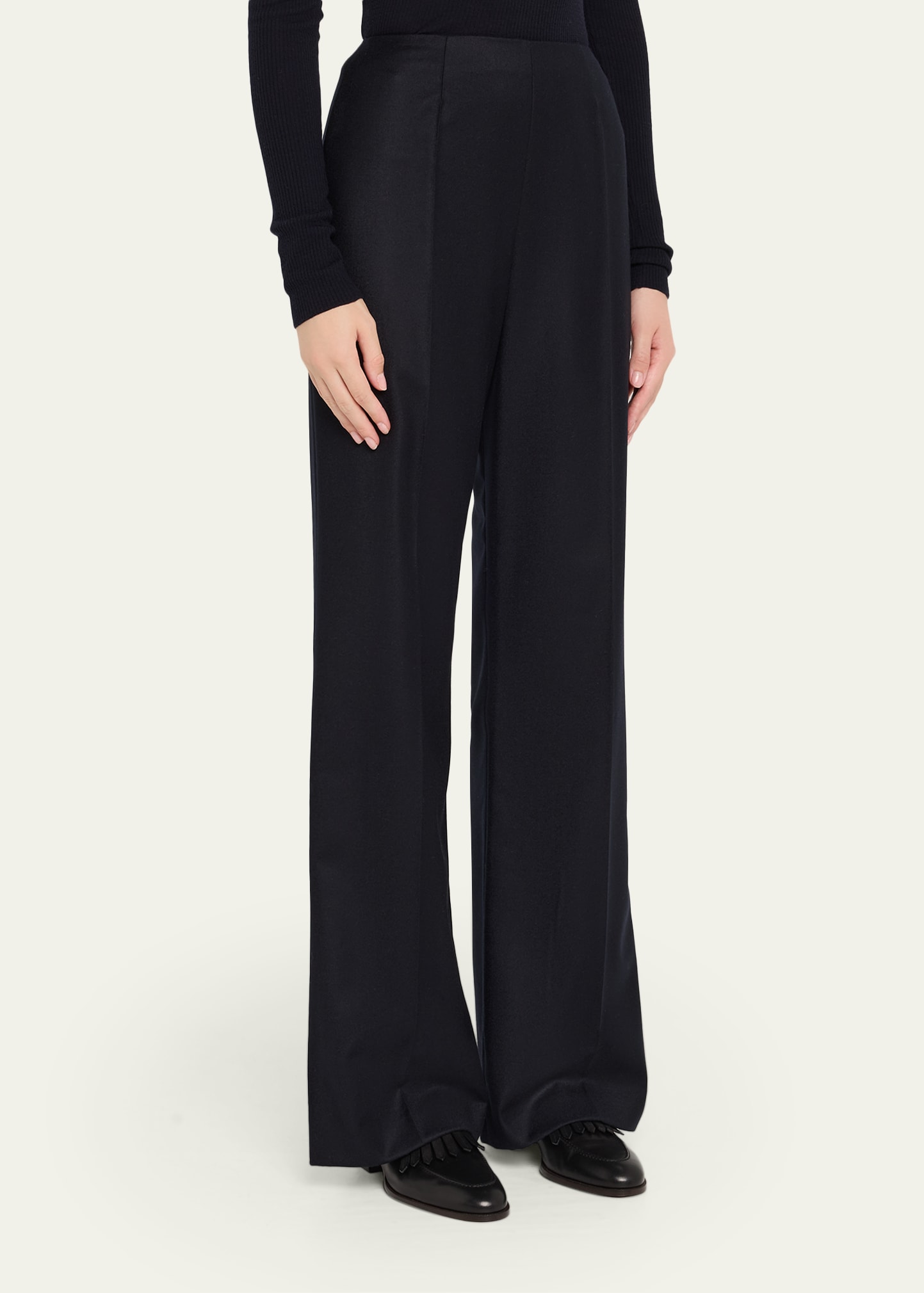 Loro Piana Timi Wool-Cashmere Flannel Wide-Leg Pants - Bergdorf