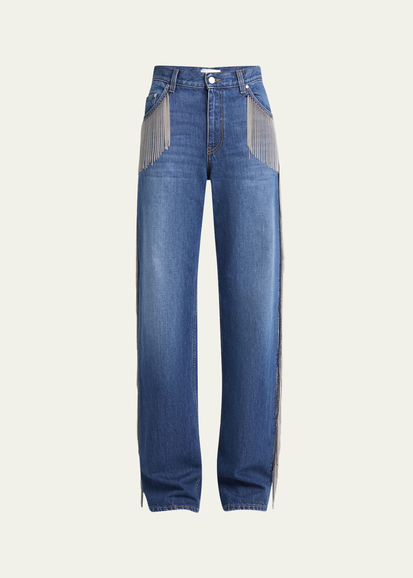 Stella McCartney Fringe Wide-Leg Jeans - Bergdorf Goodman