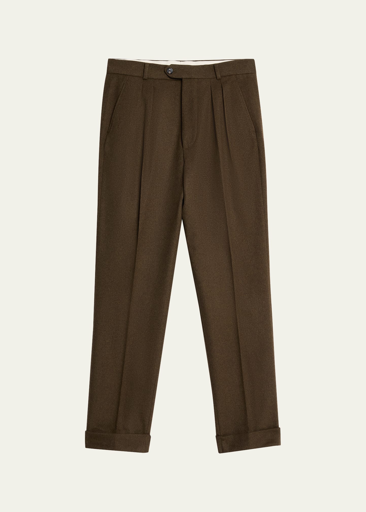 Loro Piana Men's Stafford Virgin Wool and Cashmere Pleated Pants