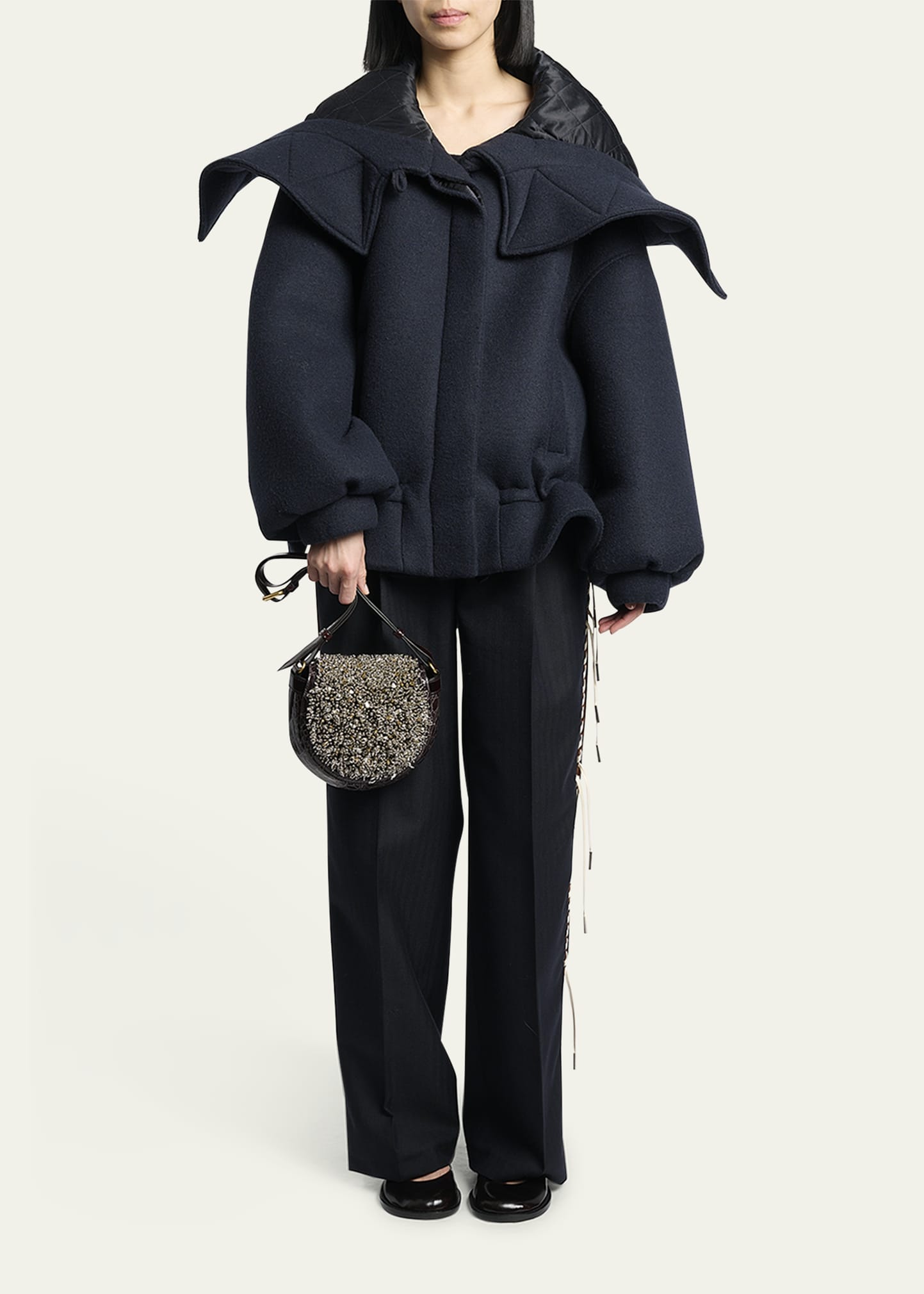 Dries Van Noten Arc Small Crystal Flap Leather Crossbody Bag