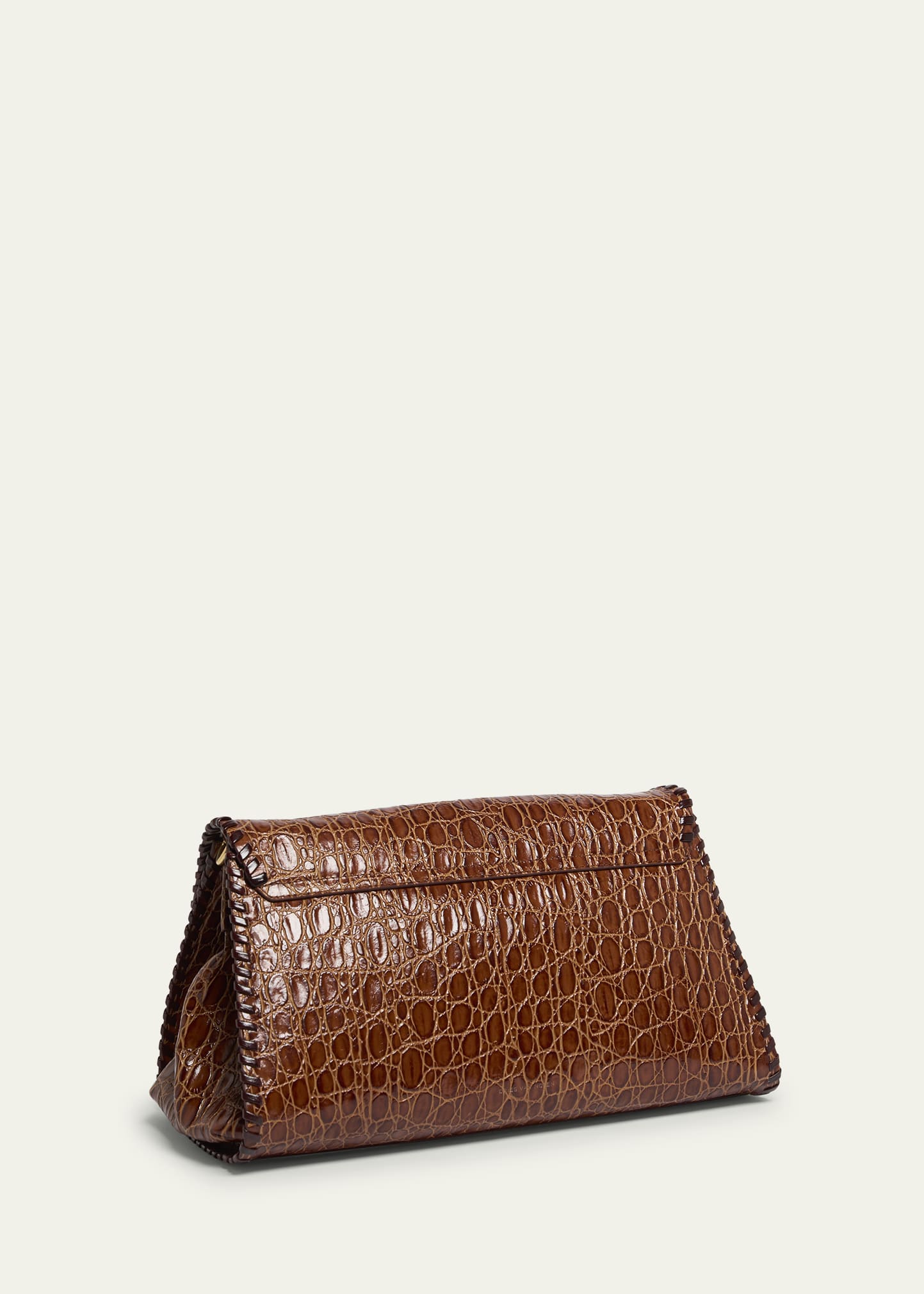 Dries Van Noten Medium Double Buckle Croc-Embossed Messenger Bag