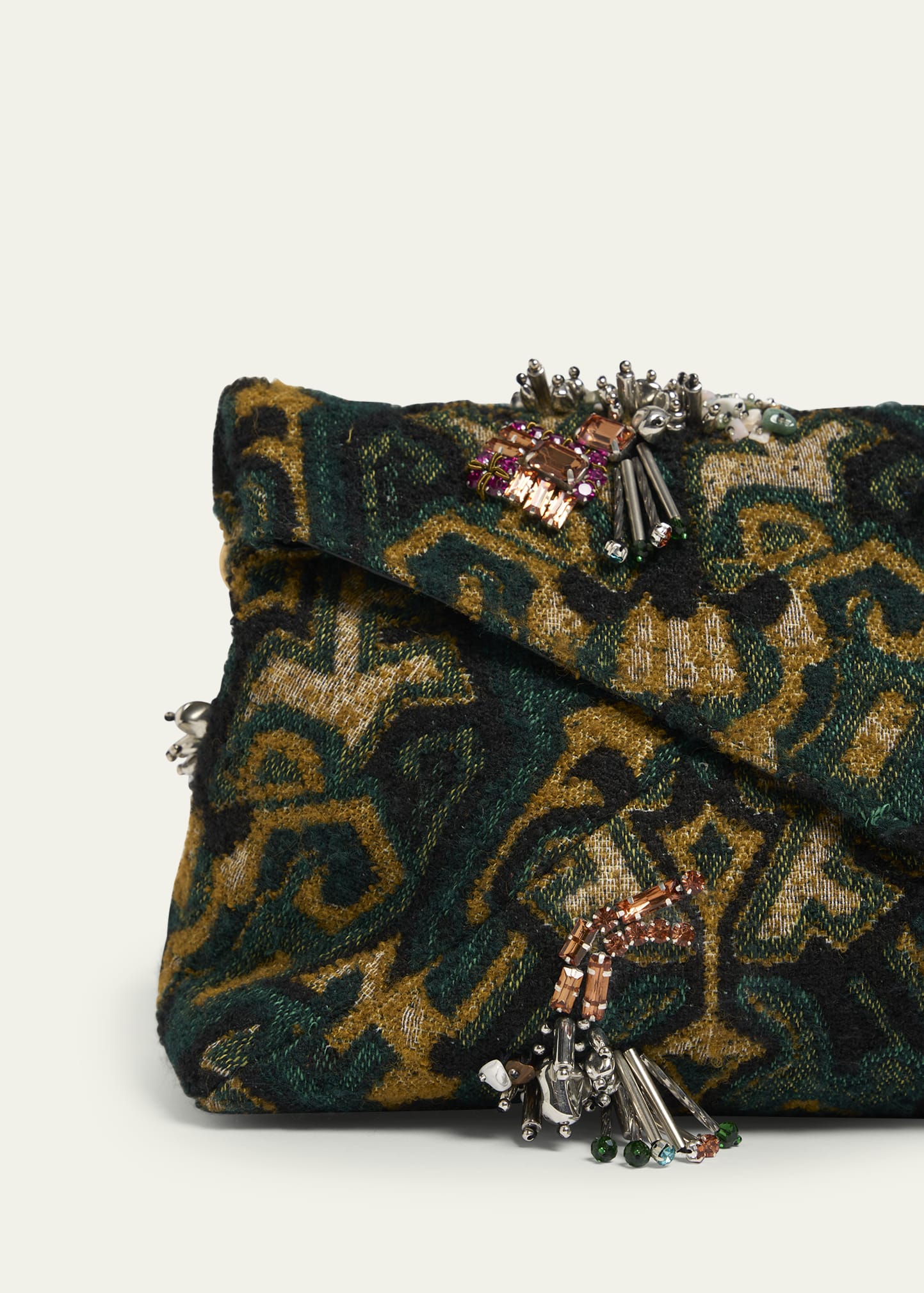 Dries Van Noten Medium Embellished Envelope Flap Clutch Bag