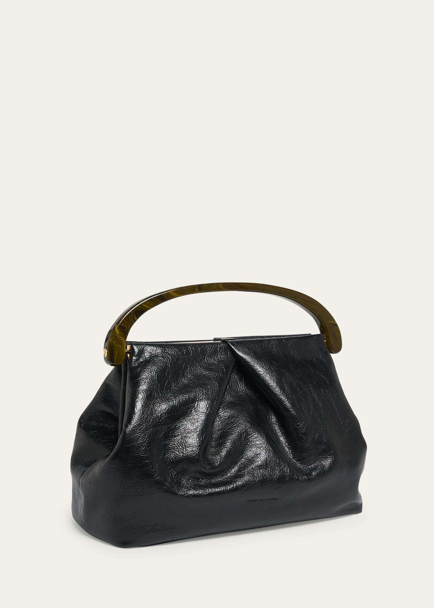 Dries Van Noten Pleated Crinkled Leather Top-Handle Bag - Bergdorf