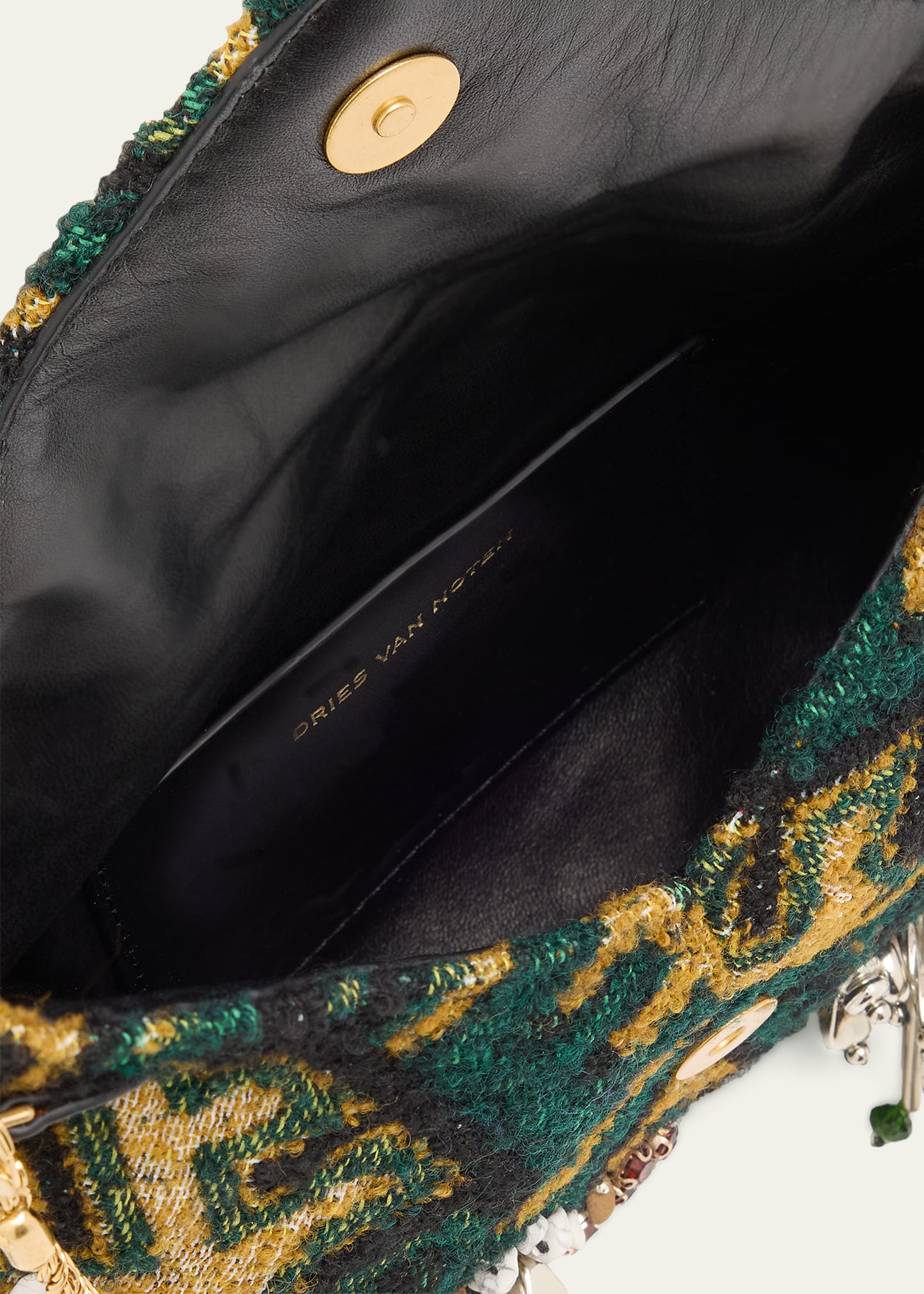 Dries Van Noten Micro Envelope Flap Embellished Jacquard Clutch