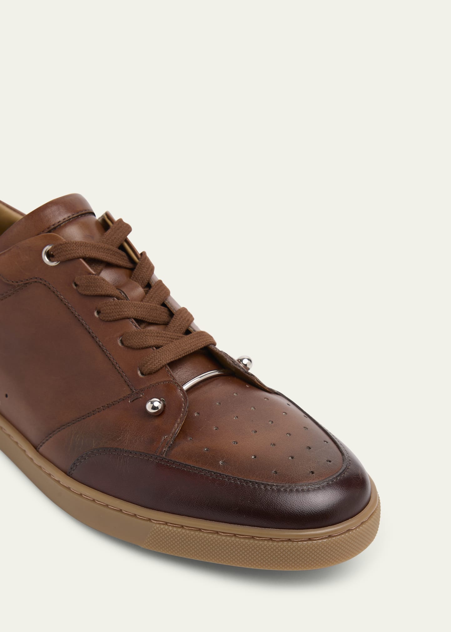 Christian Louboutin Men's Chambelisneak Collar-Pin Leather Low-Top