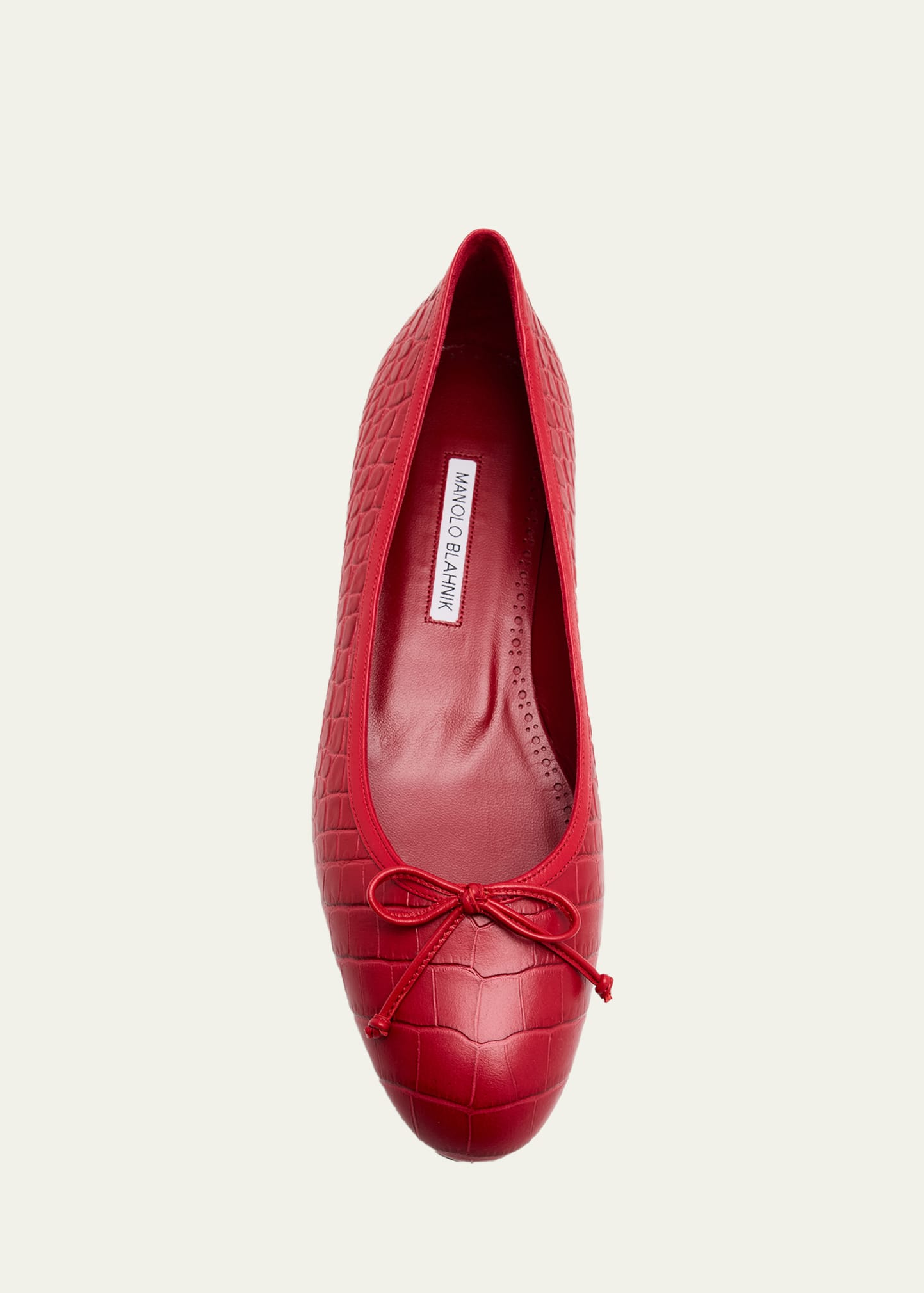 MANOLO BLAHNIK Verallim サテン　フラットバレエシューズ Manolo Blahnik Verallim Croc-Embossed Leather Ballerina Flats