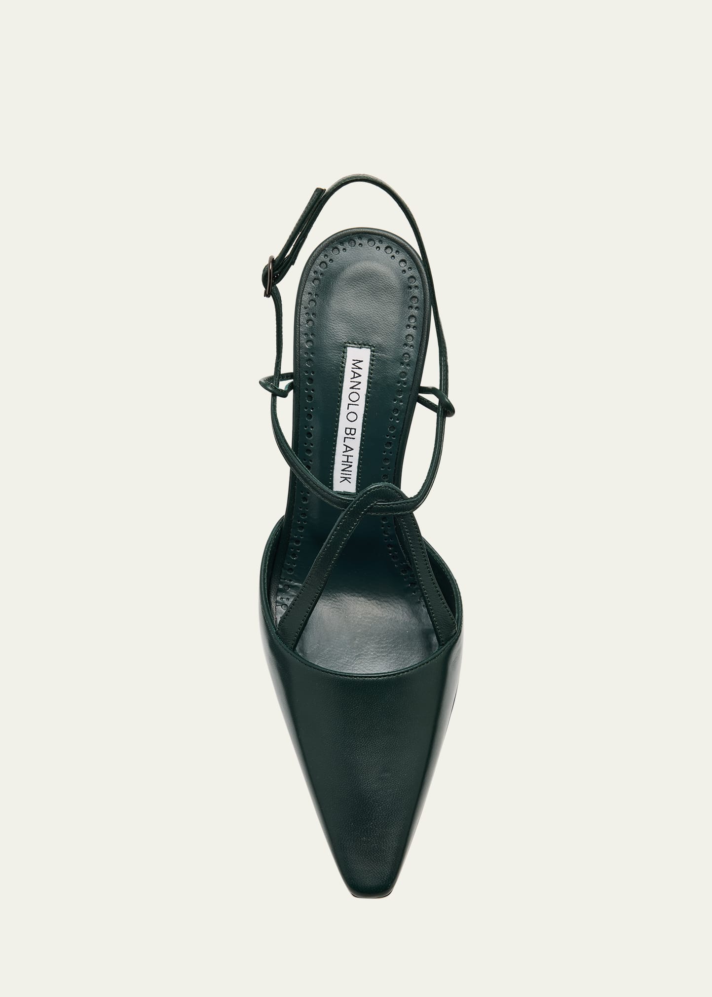 Manolo Blahnik Minia Nappa Leather T-Strap Stiletto Pumps