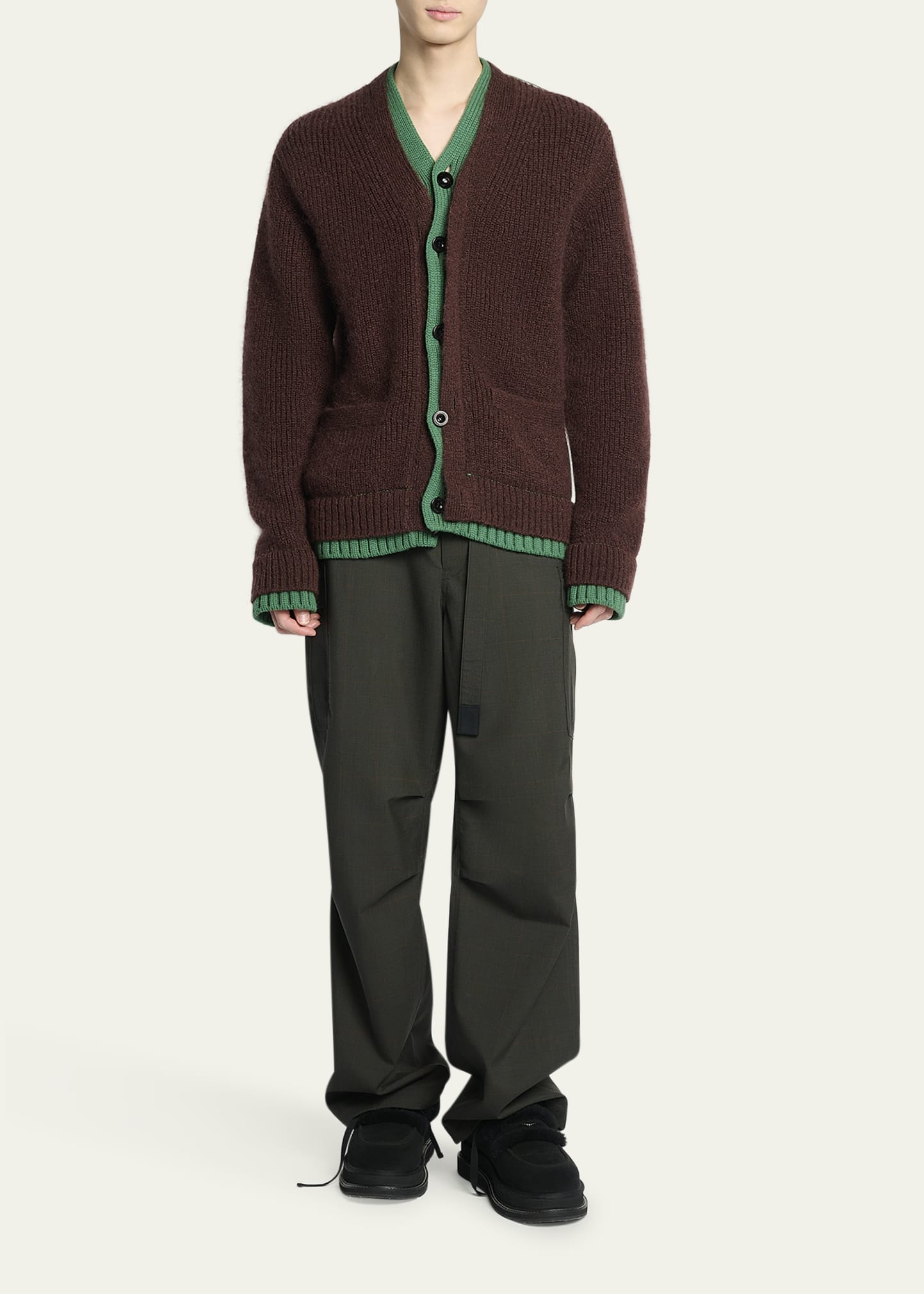 SACAI Men's Two-Tone Mohair Knit Cardigan - Bergdorf Goodman